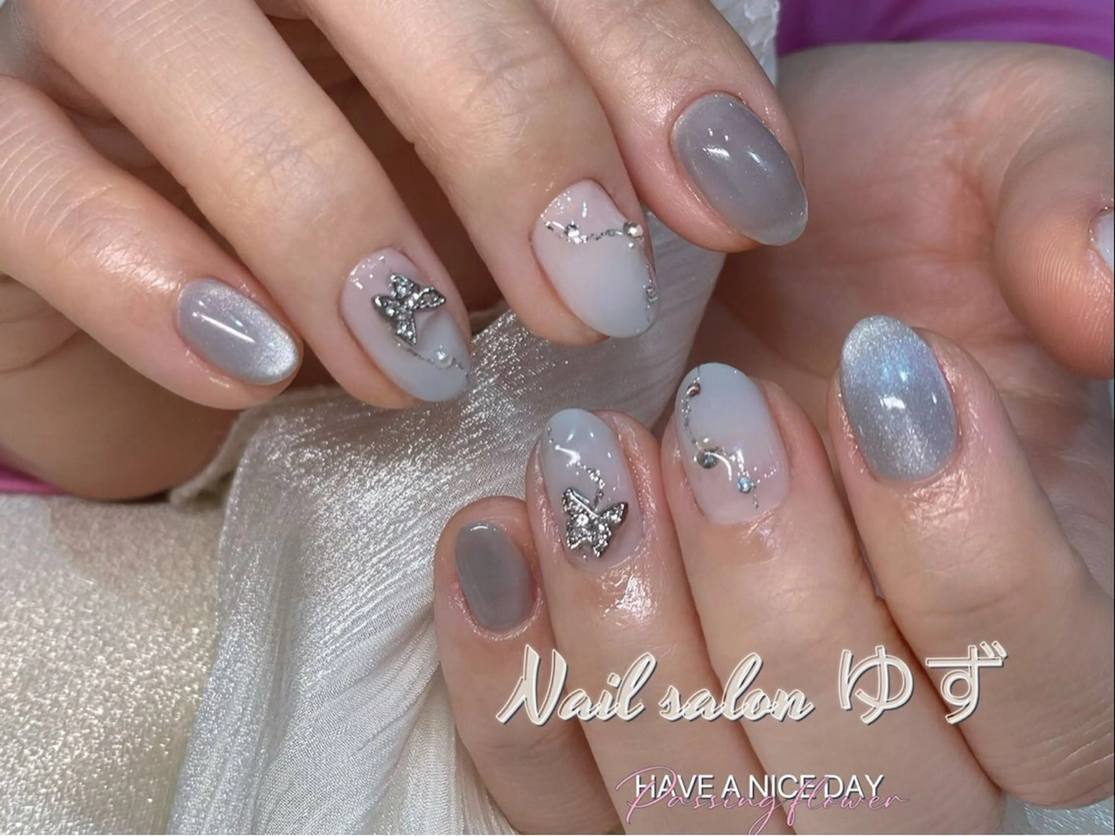 ネイル 長さ出し フットネイル ジェルネイル 韓国ネイル マグネットネイル ハンドネイル ゆず- Nail Salonのネイルデザイン