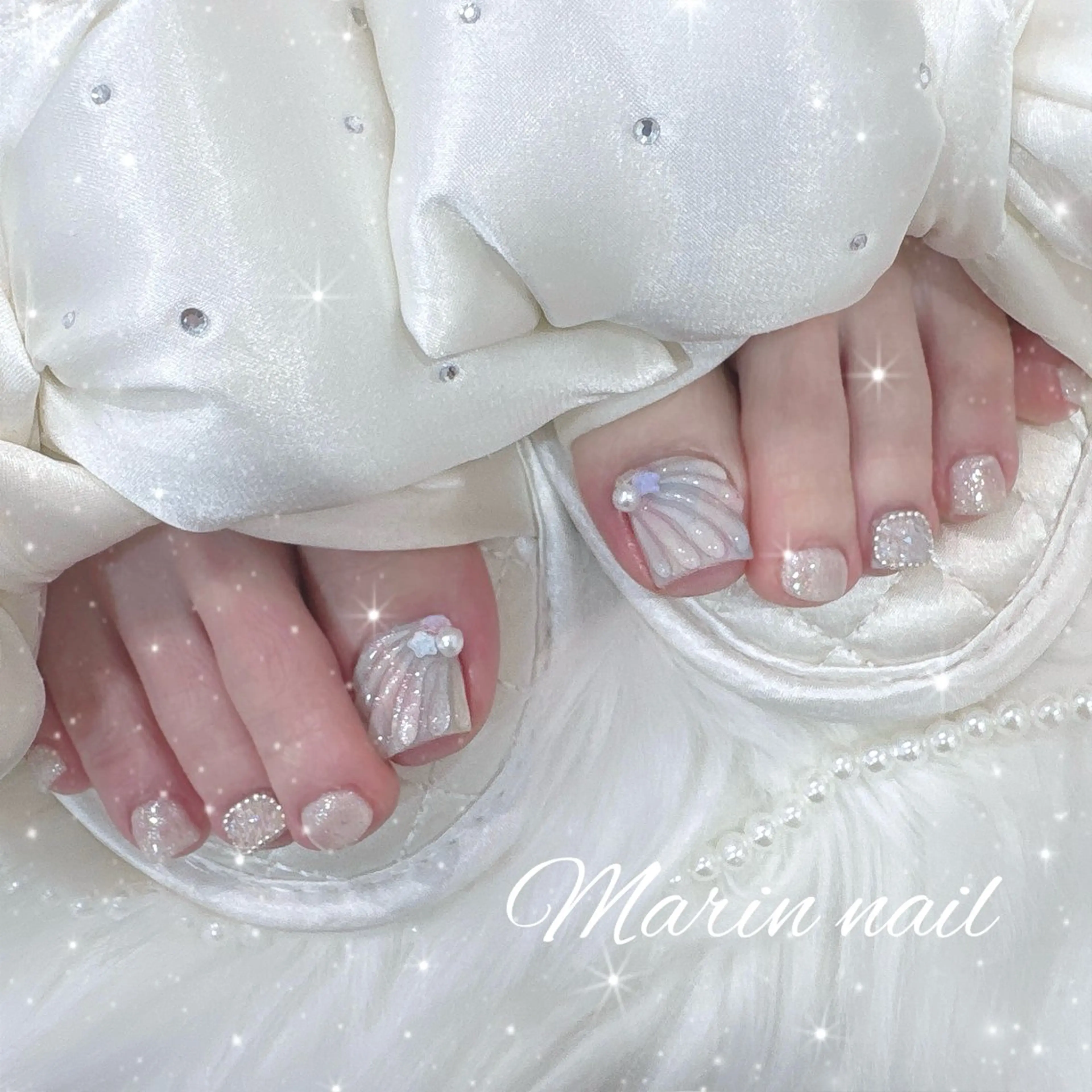 ネイル アートネイル フットネイル 大理石ネイル(マーブル) 夏ネイル フットネイル Marin nailのネイルデザイン