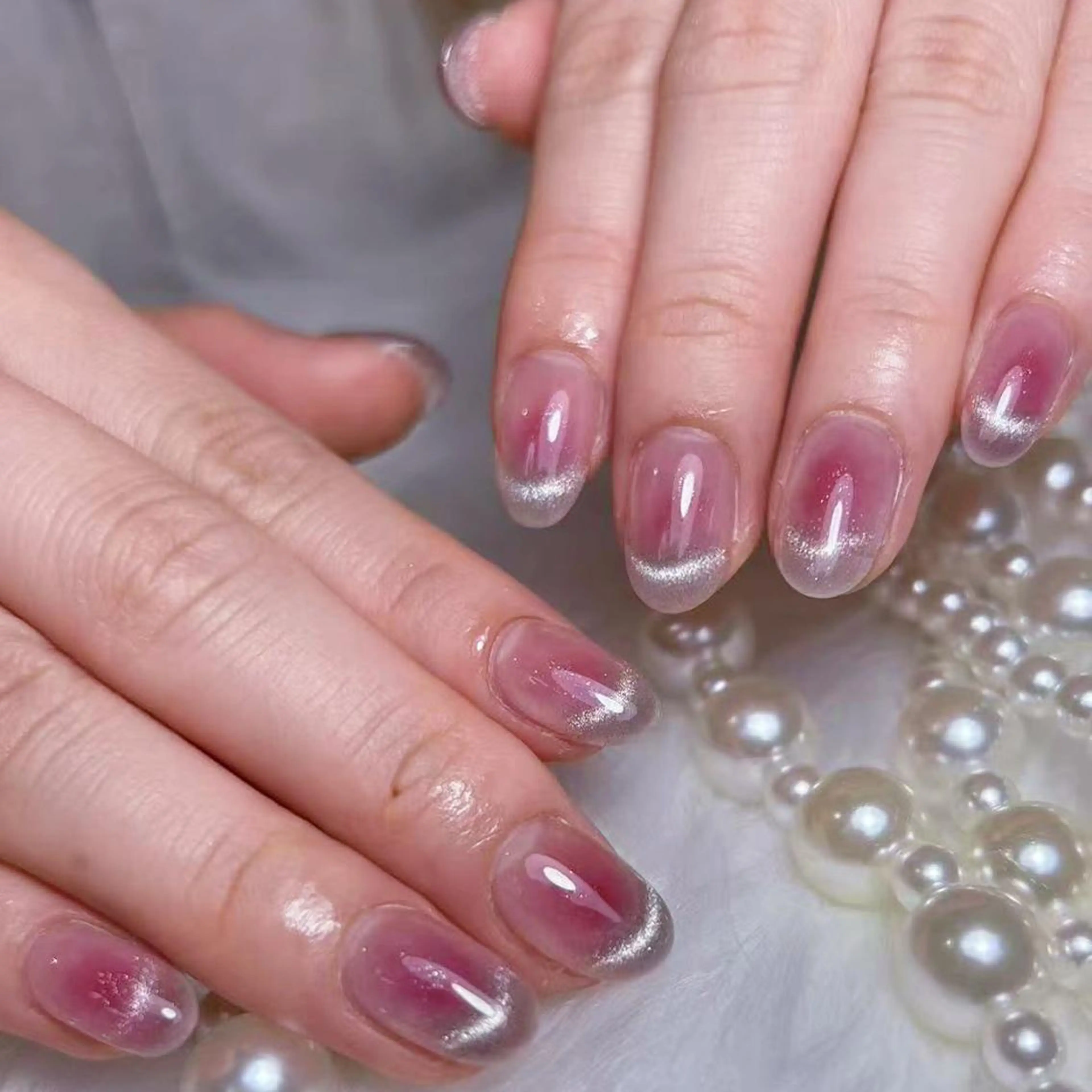 ネイル アートネイル オーロラネイル ガーリー キラキラネイル 韓国ネイル DIANMOND NAIL🌸のネイルデザイン