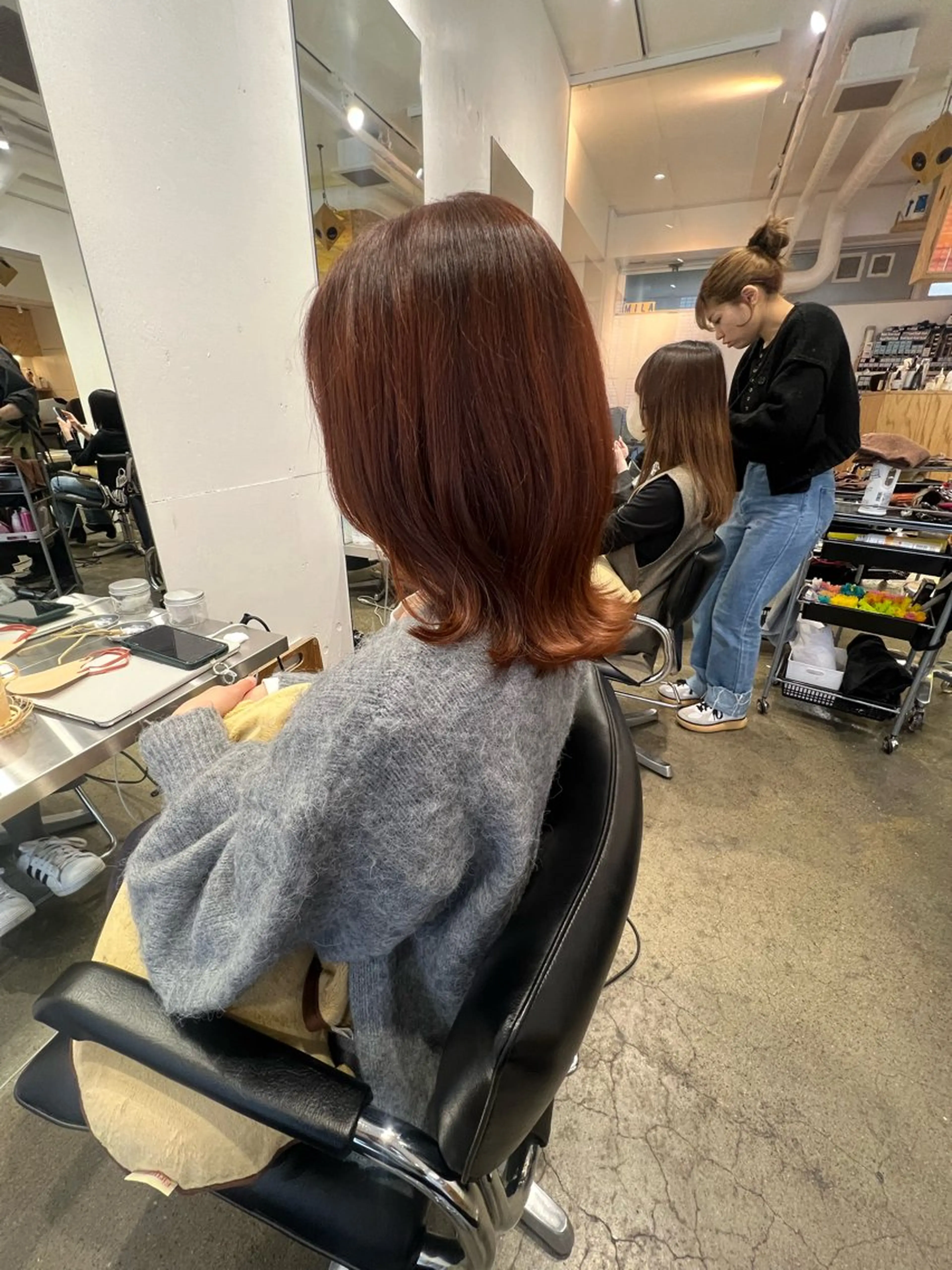 ミディアム カラー ブリーチ ブラウンカラー ブリーチなしカラー オレンジ オレンジブラウン ヘアカラー トリートメント ヘッドスパ ✨髪質改善矯正× ブリーチ✨YU-KIのヘアスタイル