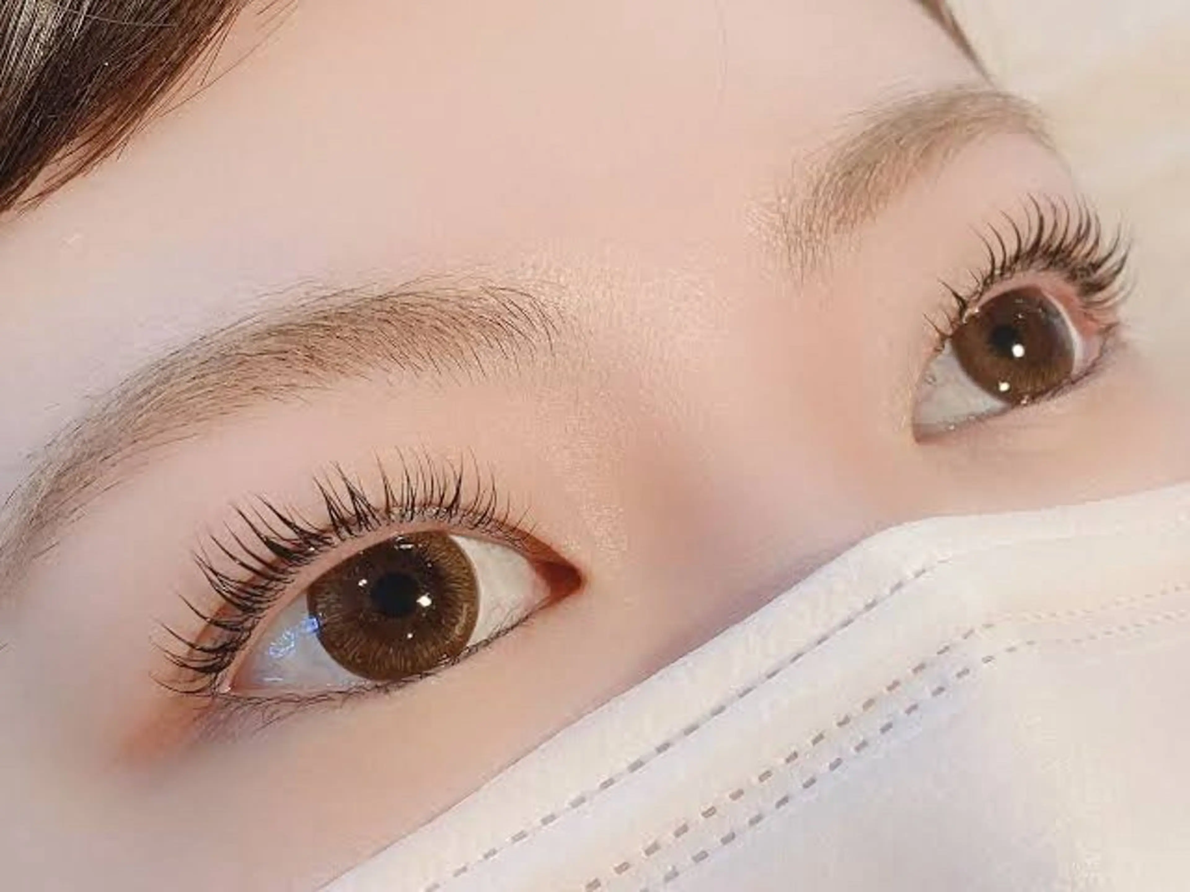 〈🎀１月と２月限定クーポン🧸💘〉まつげパーマ✨根本から立ち上げて毛先までカールがあるデザインですの写真