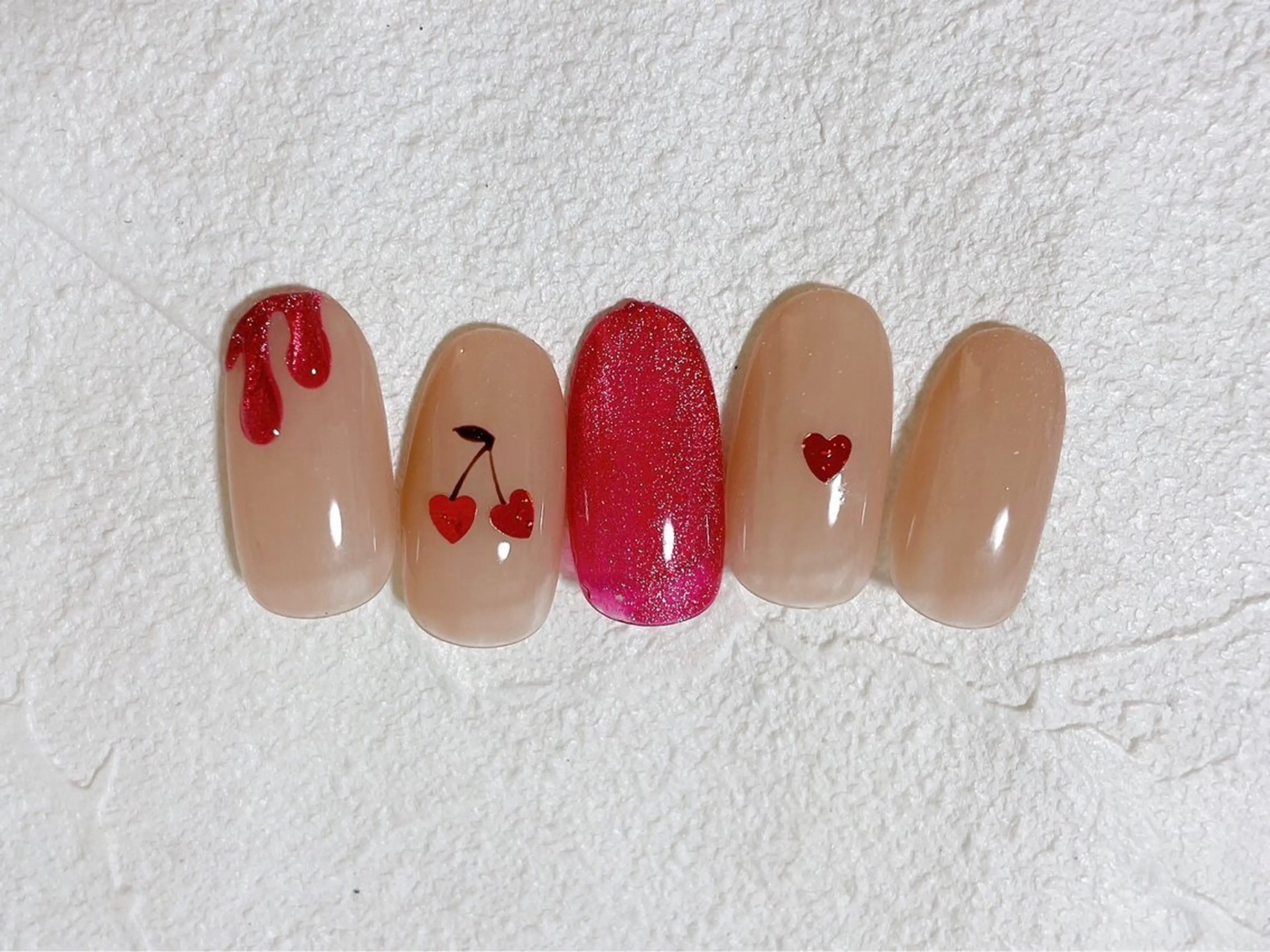 ネイル ジェルネイル メンズネイル パラジェル バレンタイン ワンホンネイル kiki nail 二子玉川のネイルデザイン