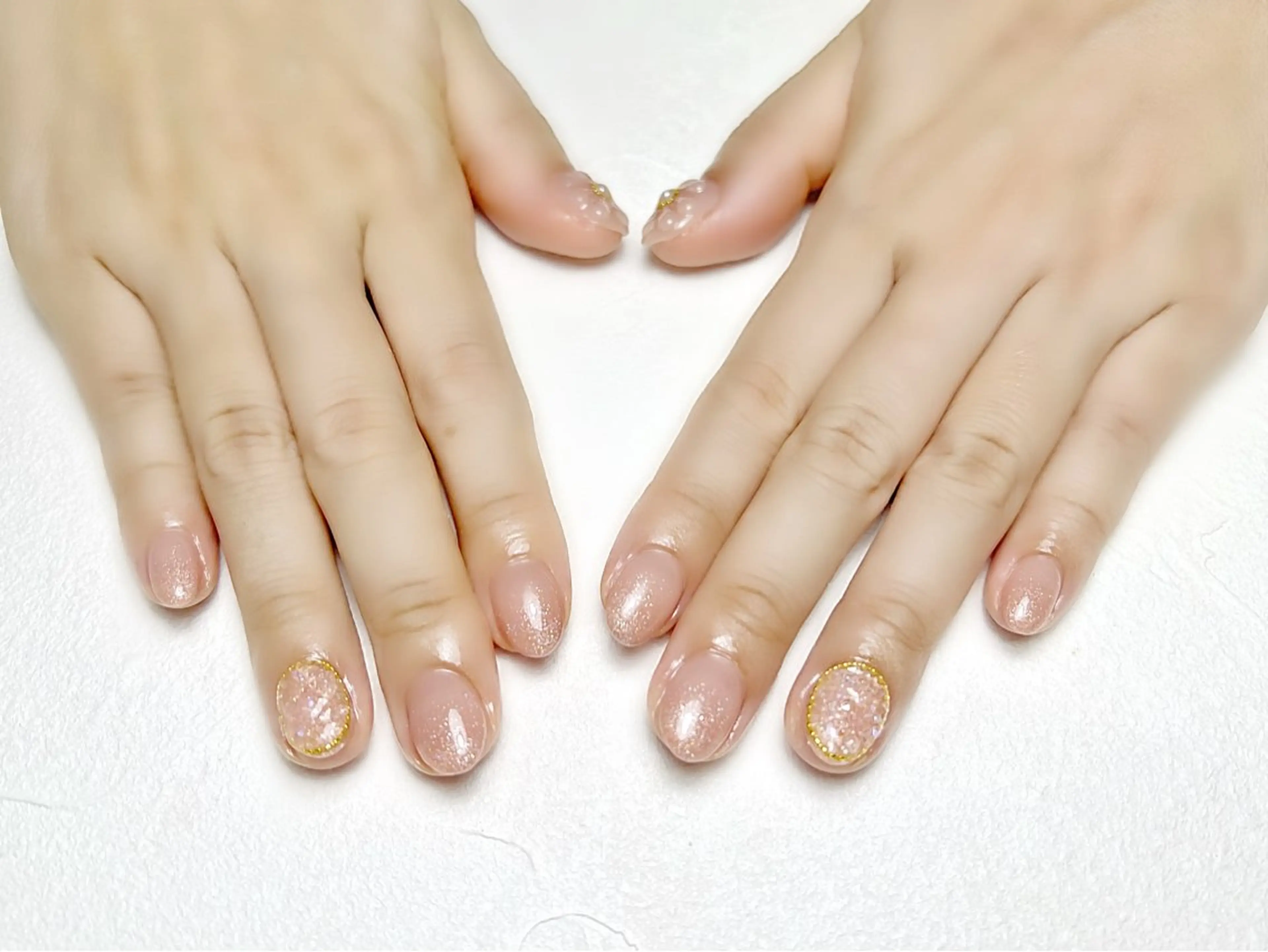 ネイル フラワーネイル ガーリー グラデーション キラキラネイル オレンジ rouse nail RISATOのネイルデザイン