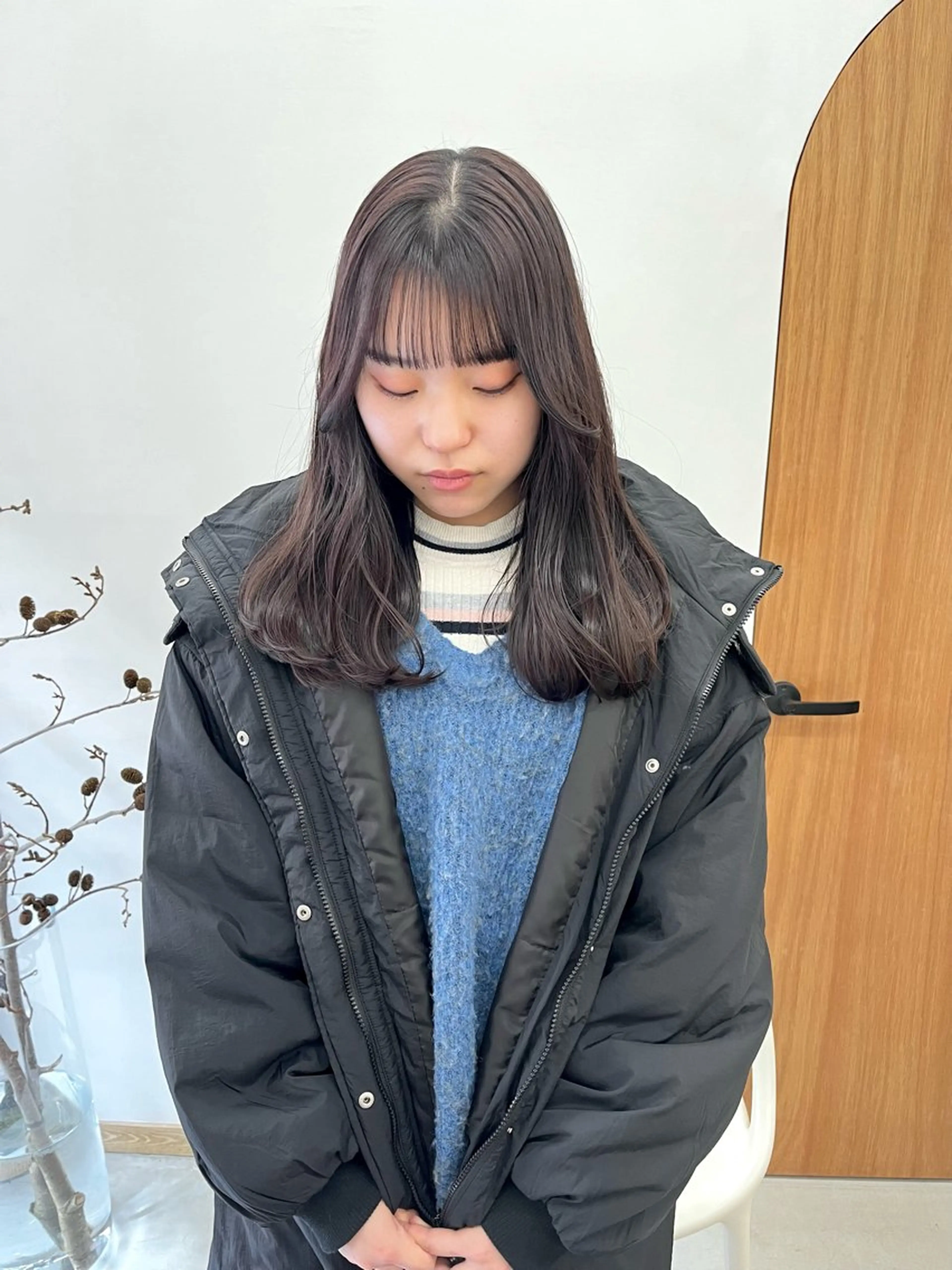 セミロング カラー ヘアアレンジ ブリーチ 透明感カラー ブリーチなしカラー カット ヘアカラー esu西梅田所属・ena/ブリーチなし 透明感・レイヤー🎀のヘアスタイル