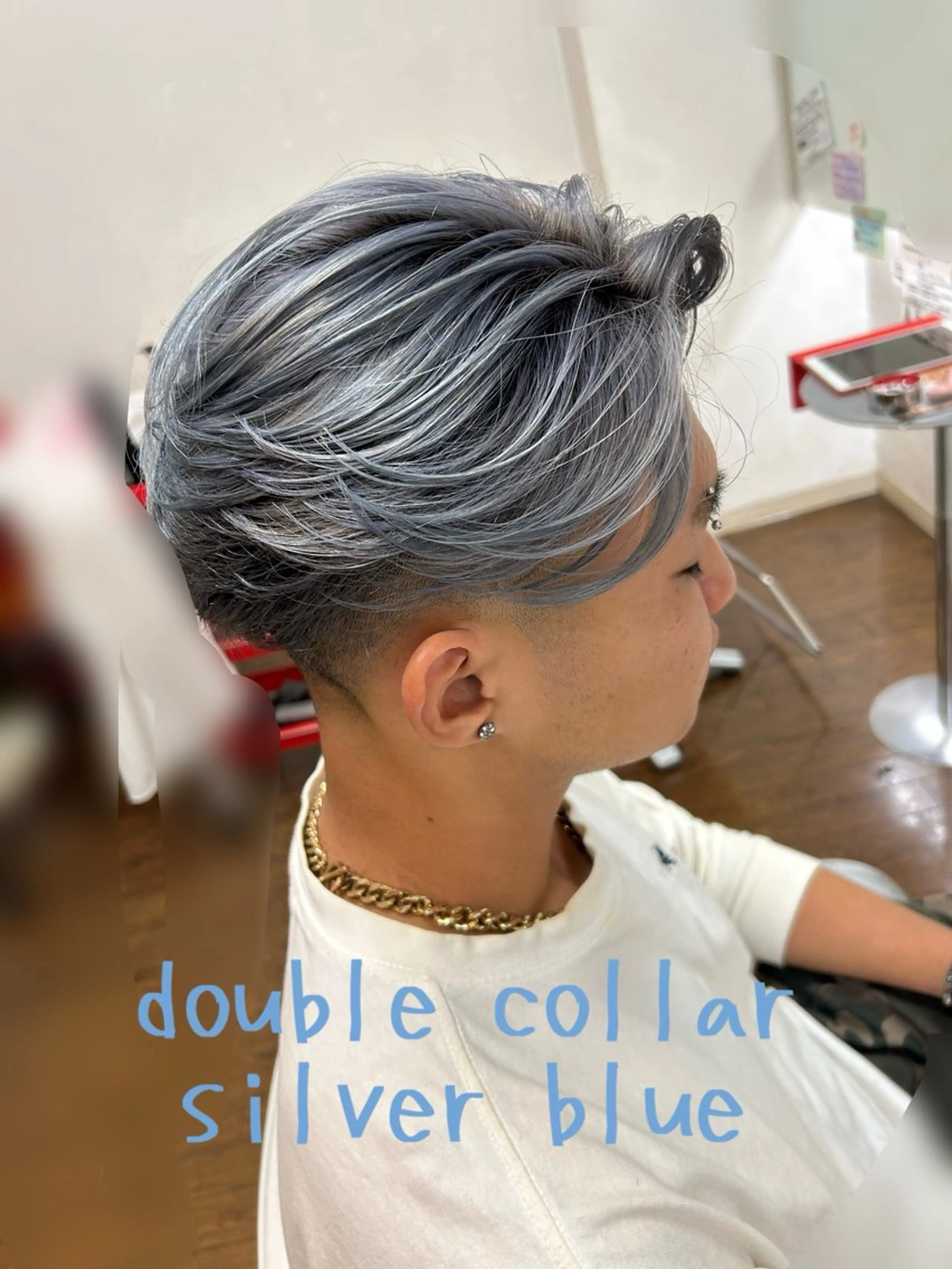 ショート カラー メンズ メンズバレイヤージュ バレイヤージュ シルバー レイヤーカット カット ヘアカラー GLAD 萩原のヘアスタイル