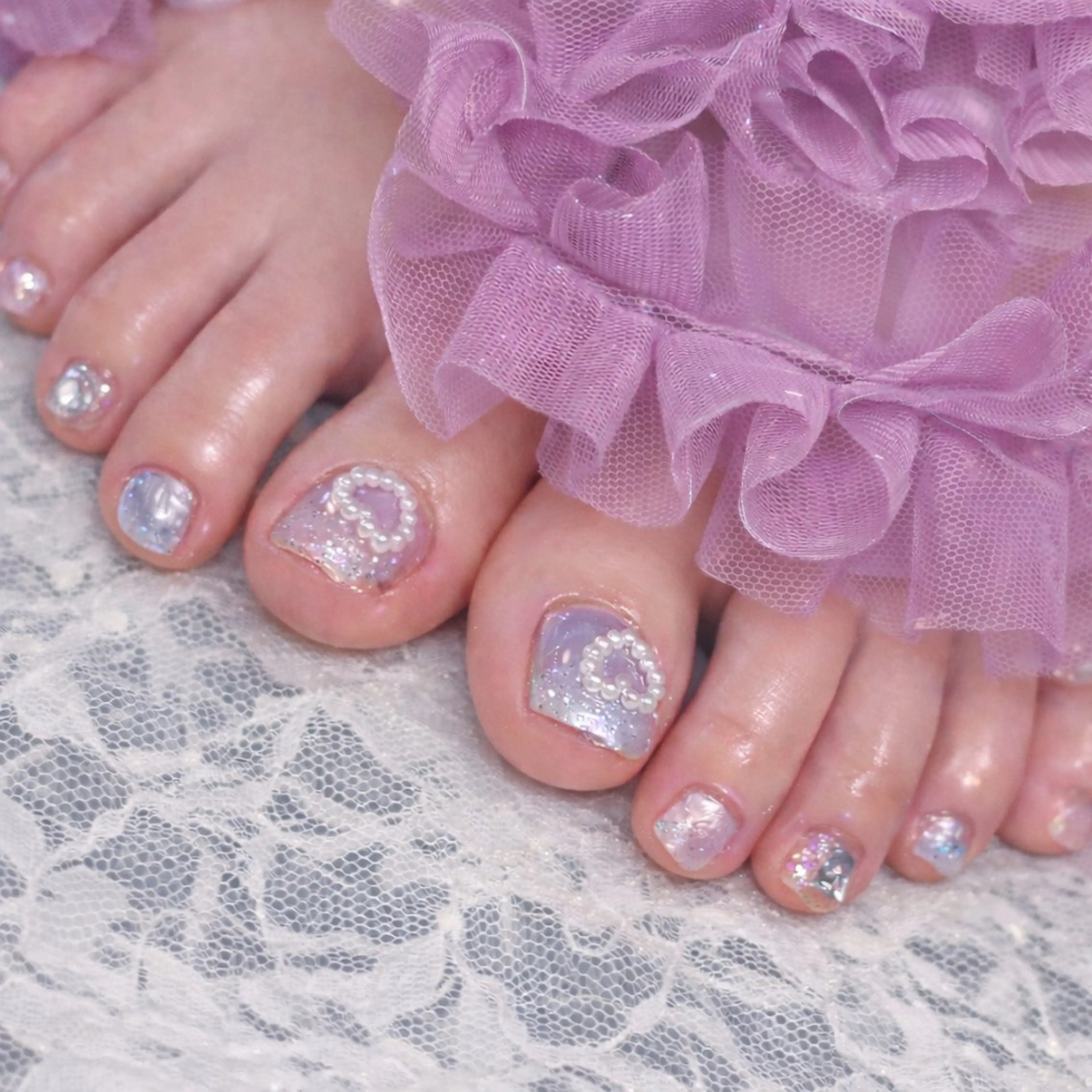 ネイル フットネイル ガーリー ワンホンネイル miminon 自宅ネイルサロンのネイルデザイン