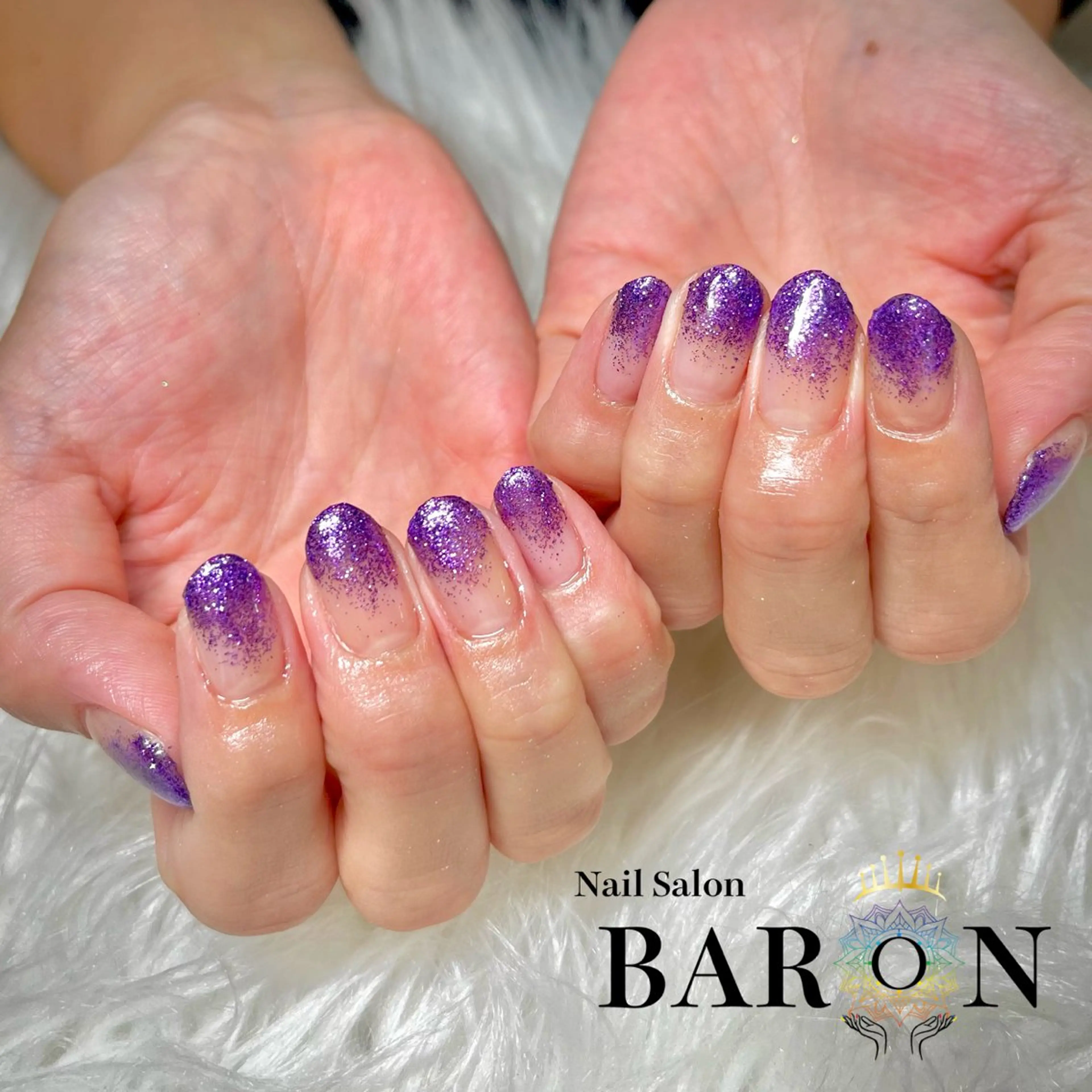ネイル ラメ(グリッター) パープル ハンドネイル ☆SAKI☆ BARON 店長のネイルデザイン
