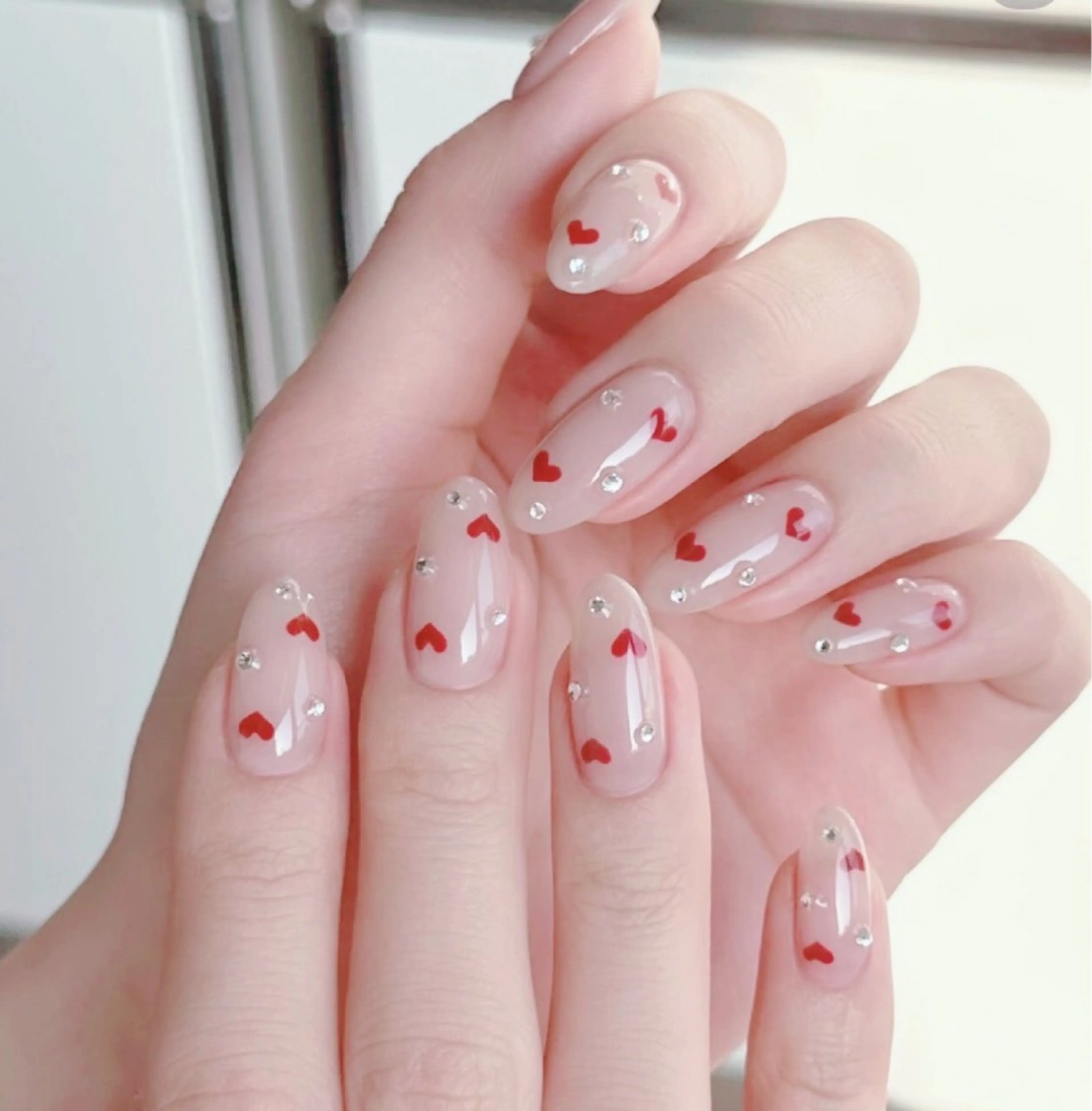 ネイル フレンチネイル ハート オフィスネイル ピンク スカルプネイル 大門浜松町 ネイルのネイルデザイン