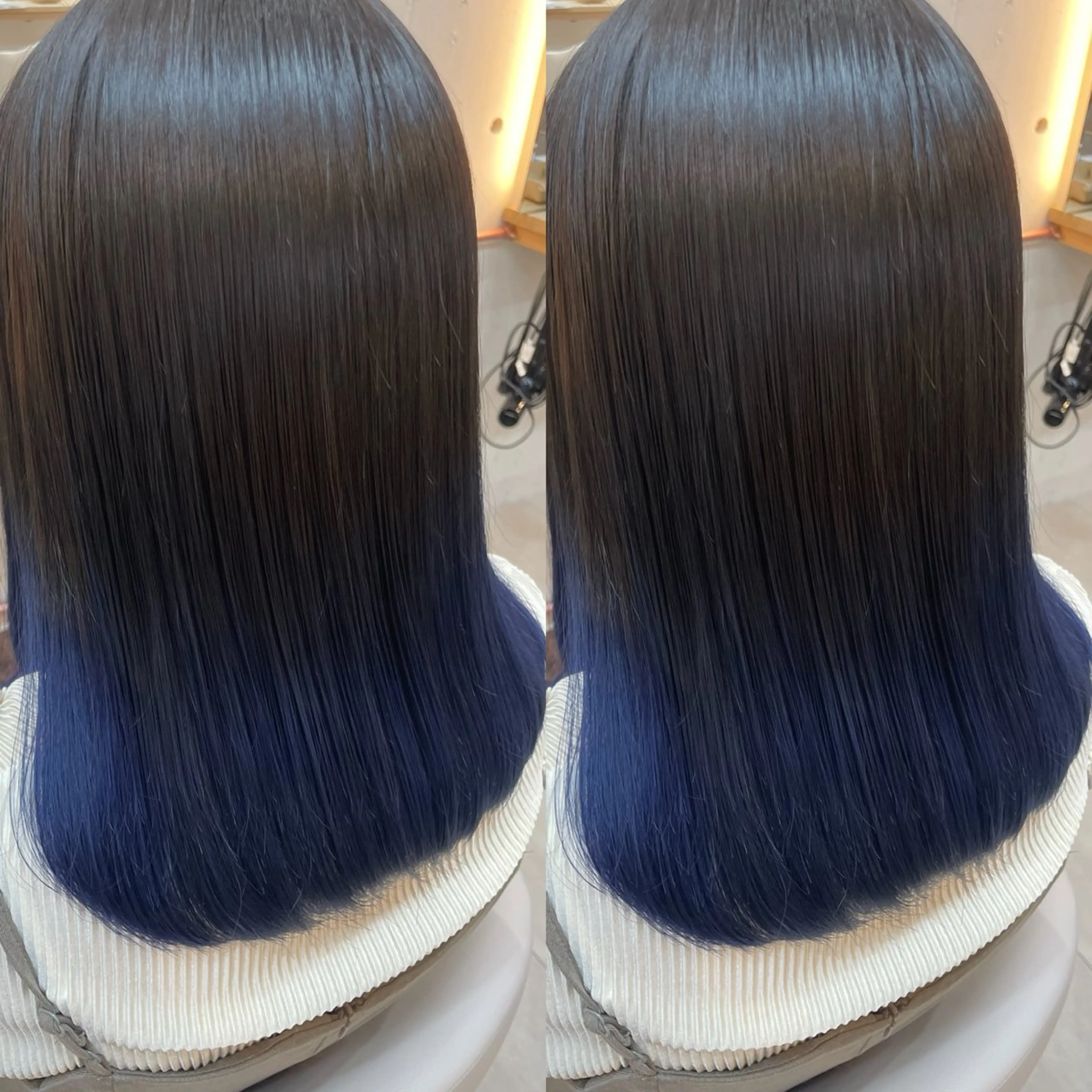 セミロング カラー ブルーカラー グラデーションカラー カット ヘアカラー トリートメント ヘアセット ブリーチ無しダブル カラー🦕まどかのヘアスタイル