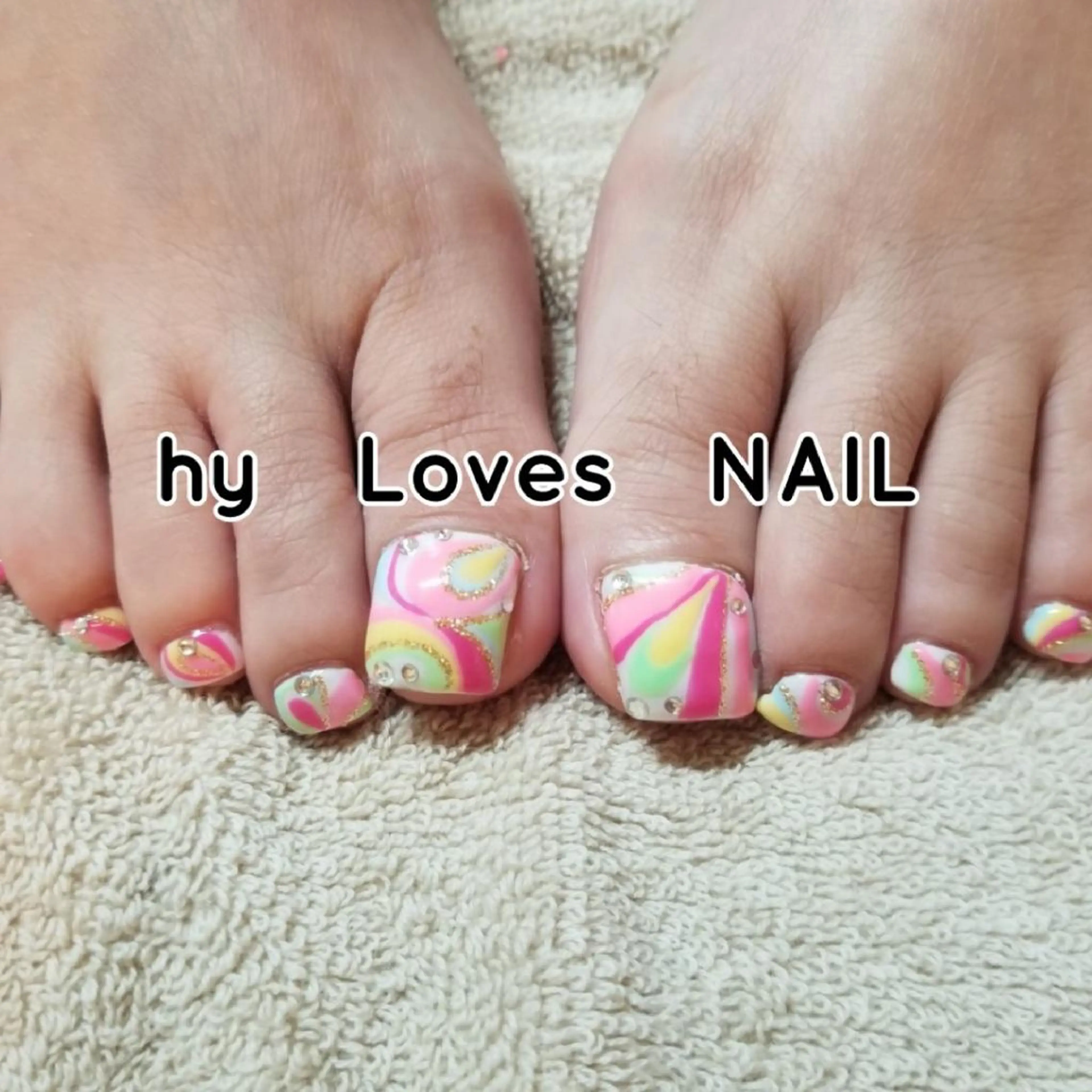 ネイル フットネイル ジェルネイル パステルネイル ショートネイル ストーンネイル よしだ ひろきのネイルデザイン