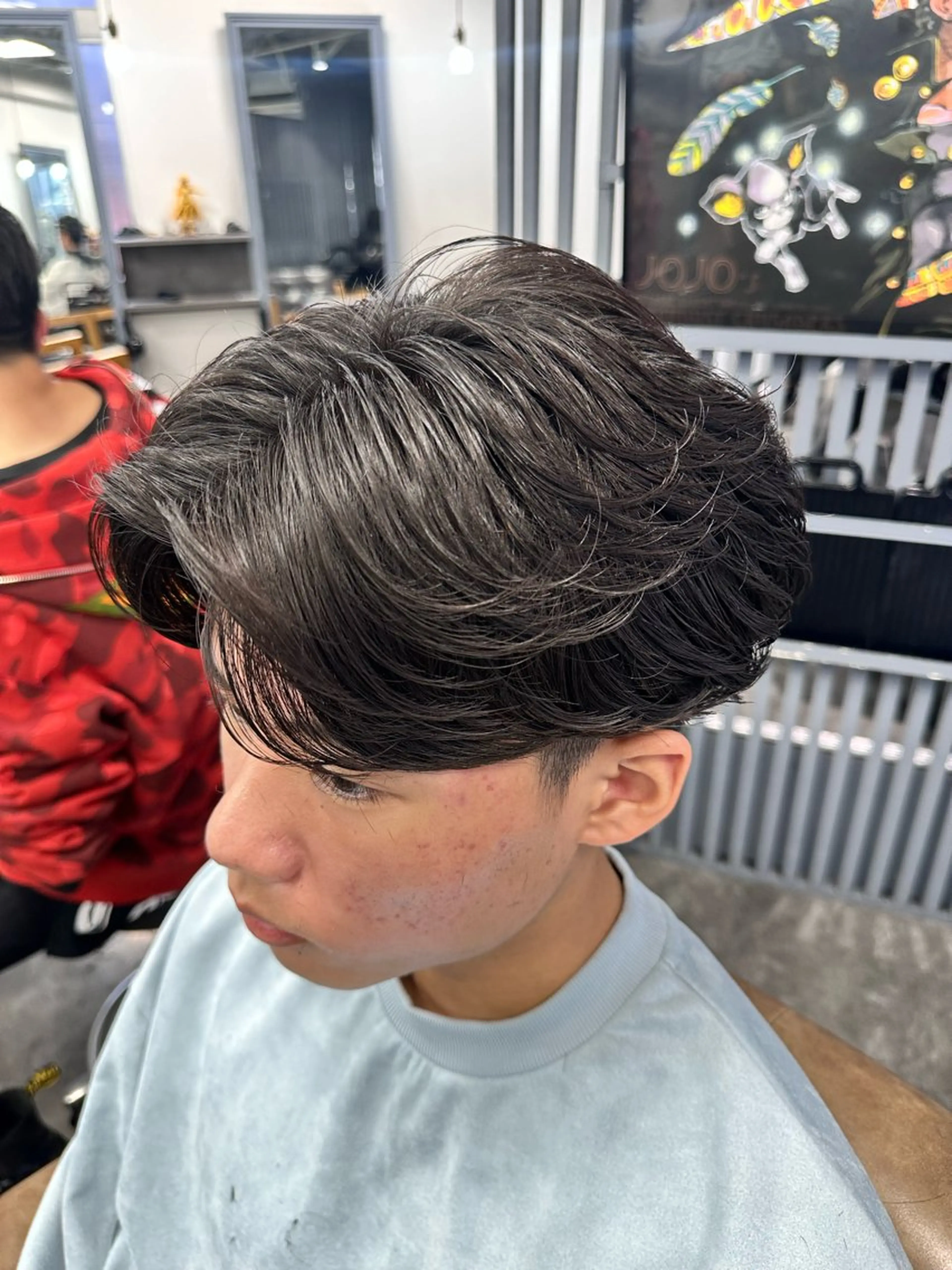 パーマ メンズ センターパート フェザーパーマ メンズパーマ ニュアンスパーマ カット パーマ 梅田/全パーマ特化/ ケアパーマ特化/秋本のヘアスタイル