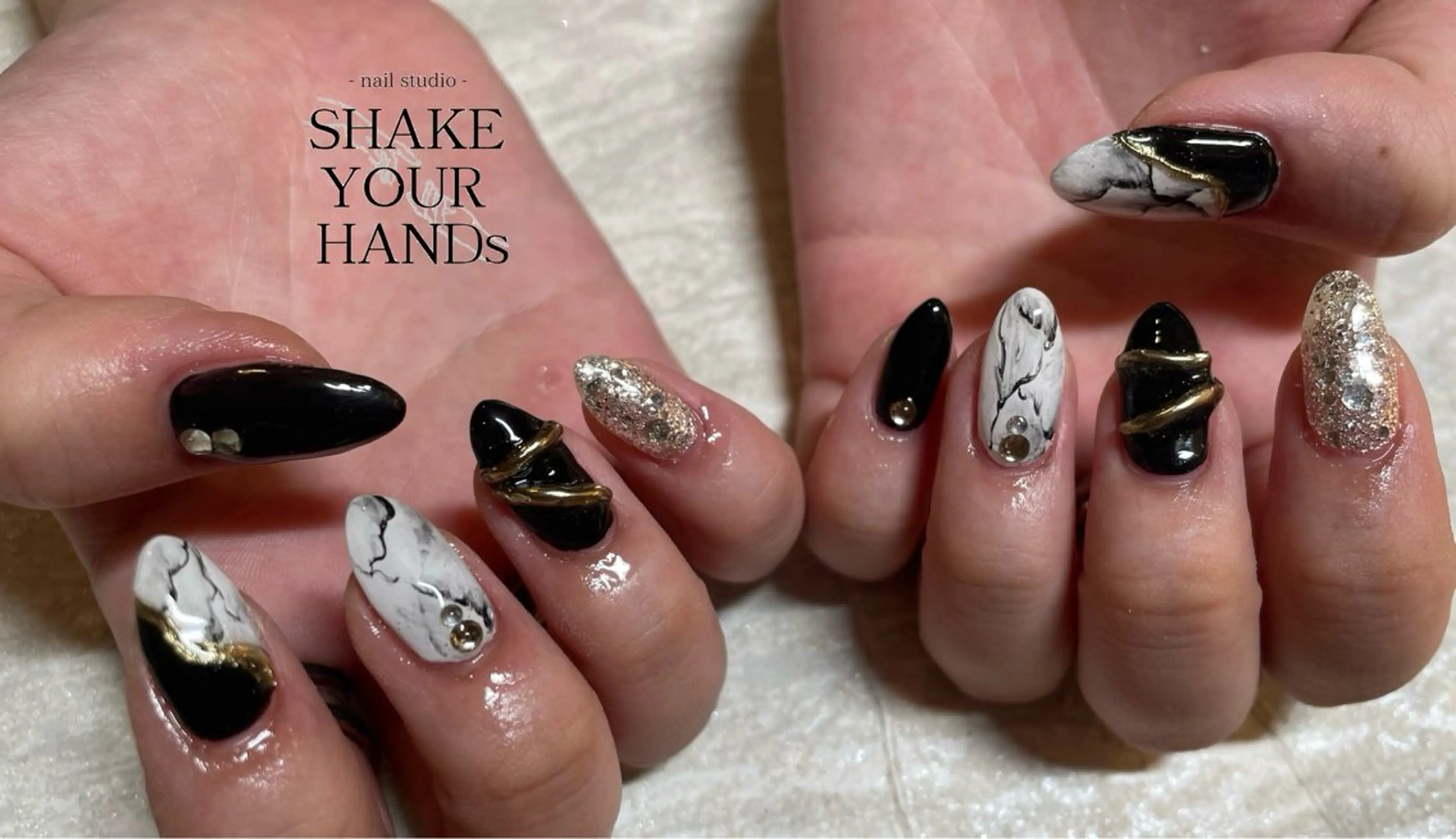 ネイル 大理石ネイル(マーブル) ハンドネイル ネイルスタジオ シェイクユアハンズのネイルデザイン