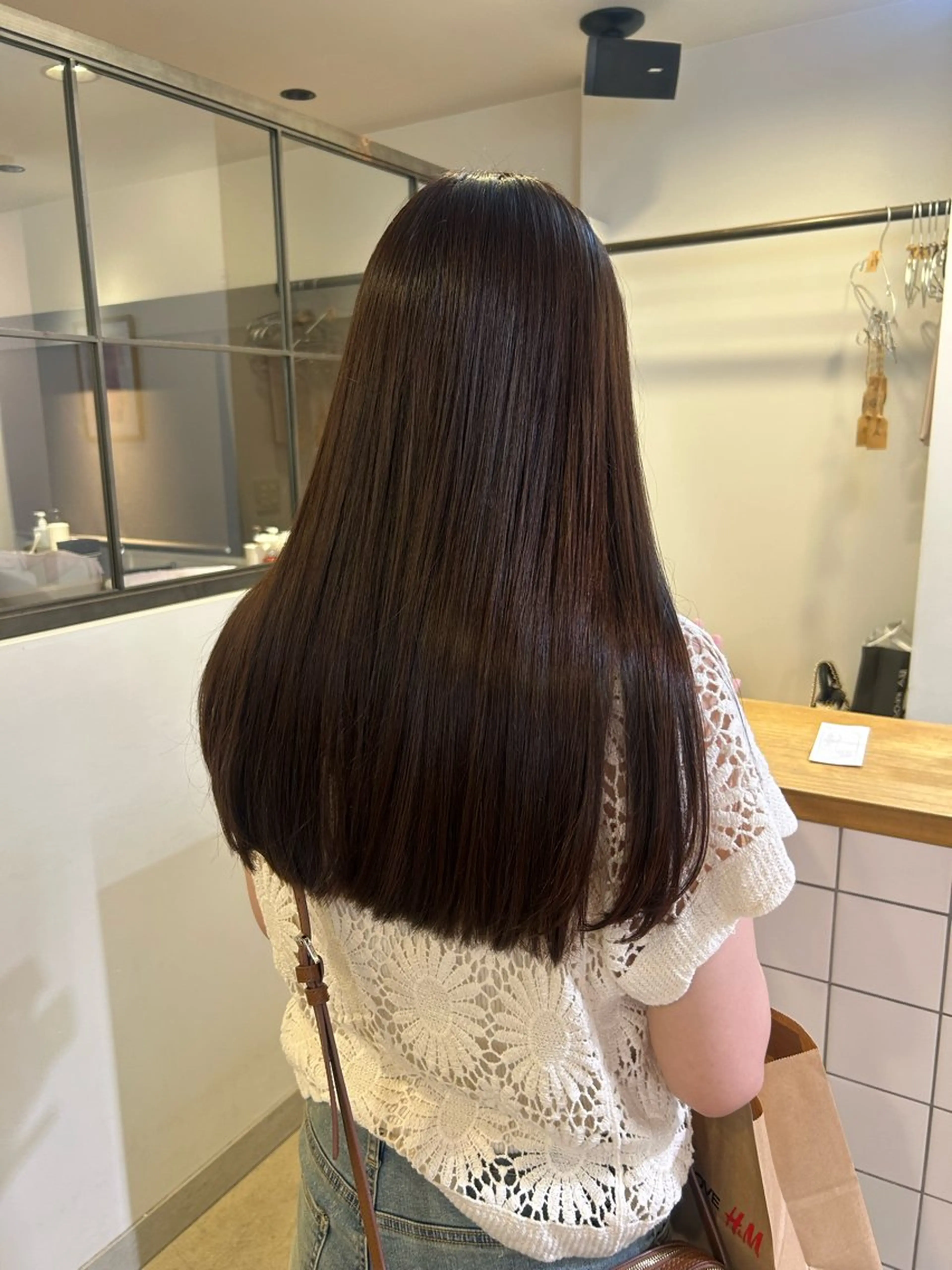 ロング カラー 縮毛矯正 トリートメント 透明感カラー レイヤーカット りなのヘアスタイル