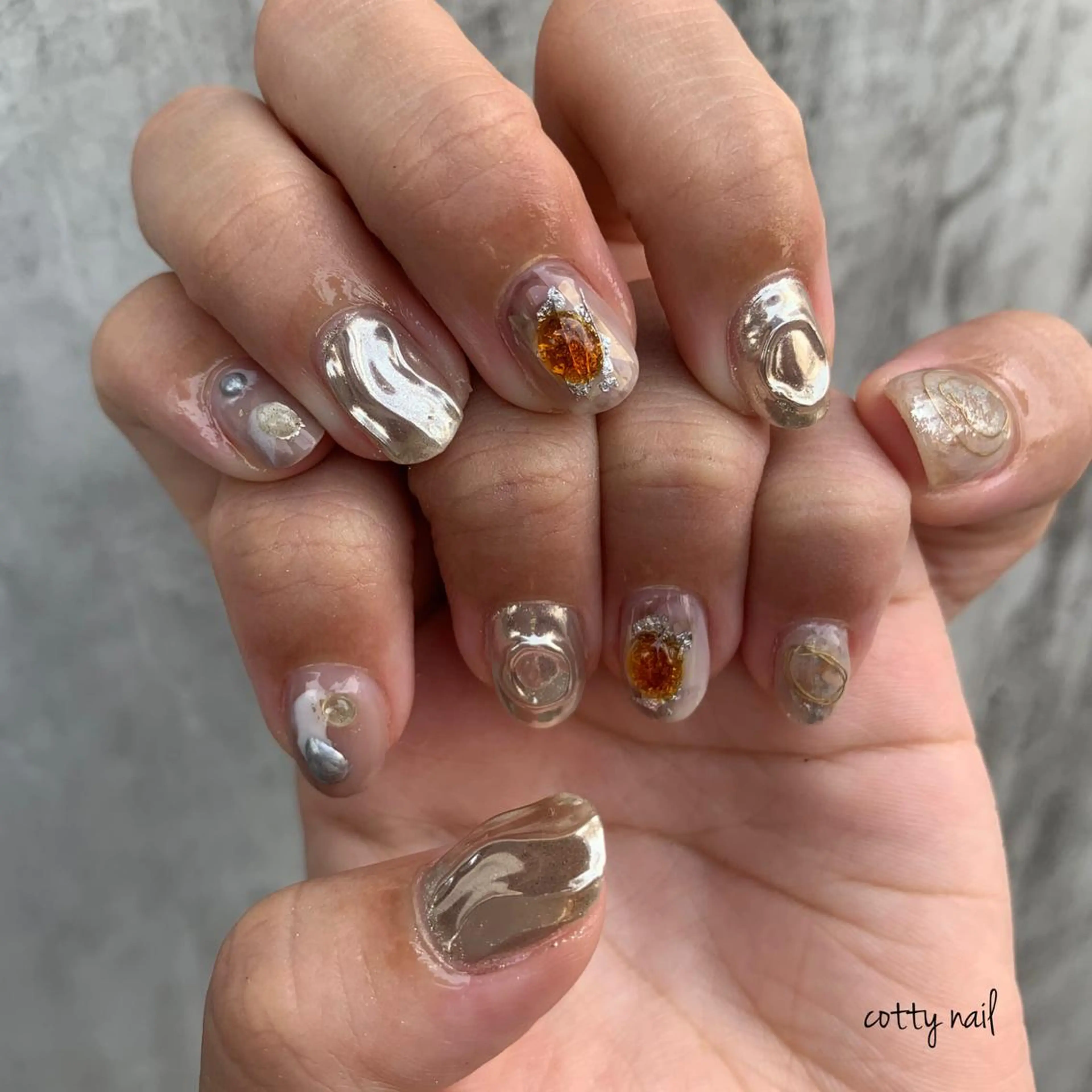 ネイル ジェルネイル ミラーネイル ニュアンスネイル 夏ネイル cottynail -miki-のその他イメージ