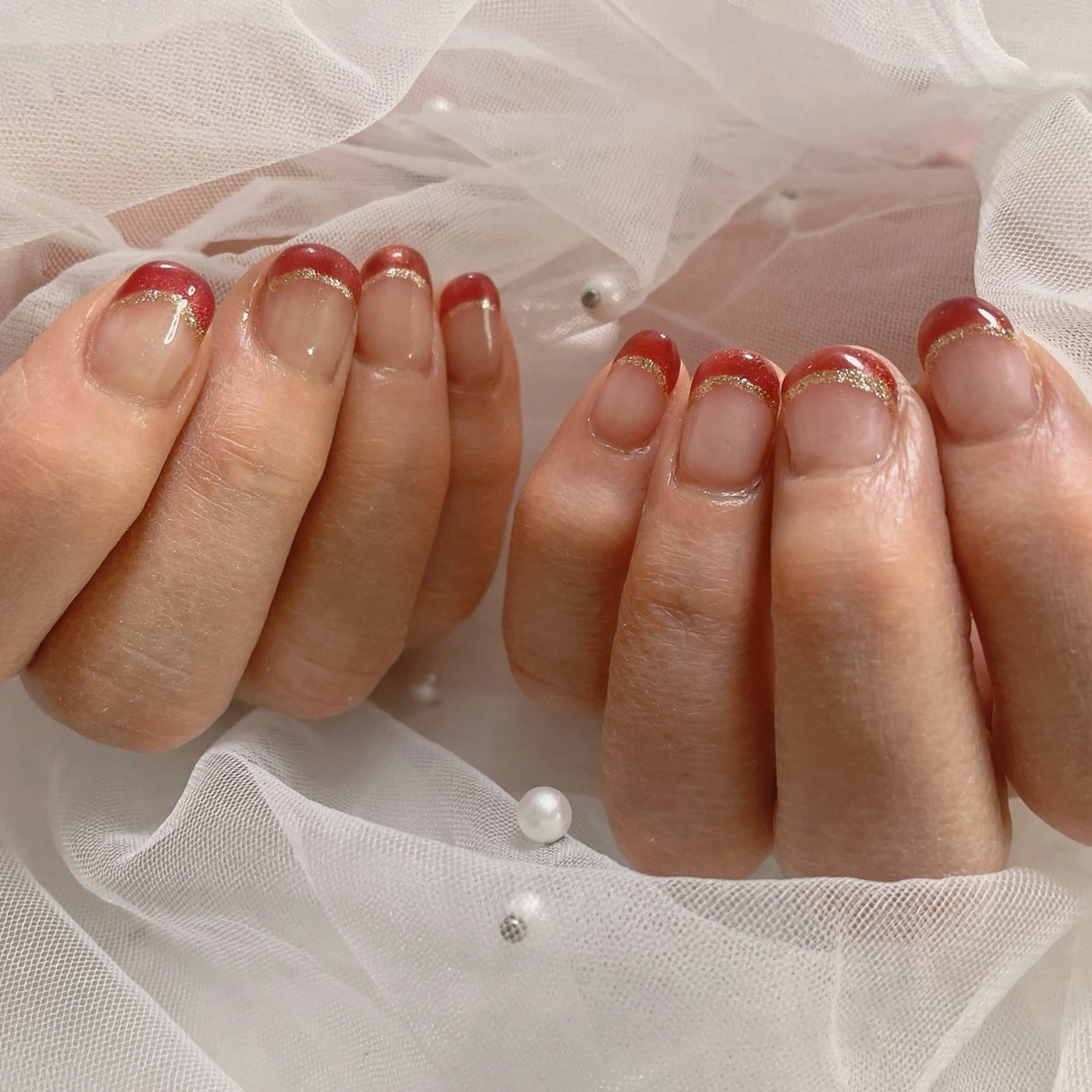 ネイル フレンチネイル マグネットネイル マグネットフレンチ ハンドネイル なっちゃん所属・ネイルサロン なっちゃん(古千谷)のネイルデザイン