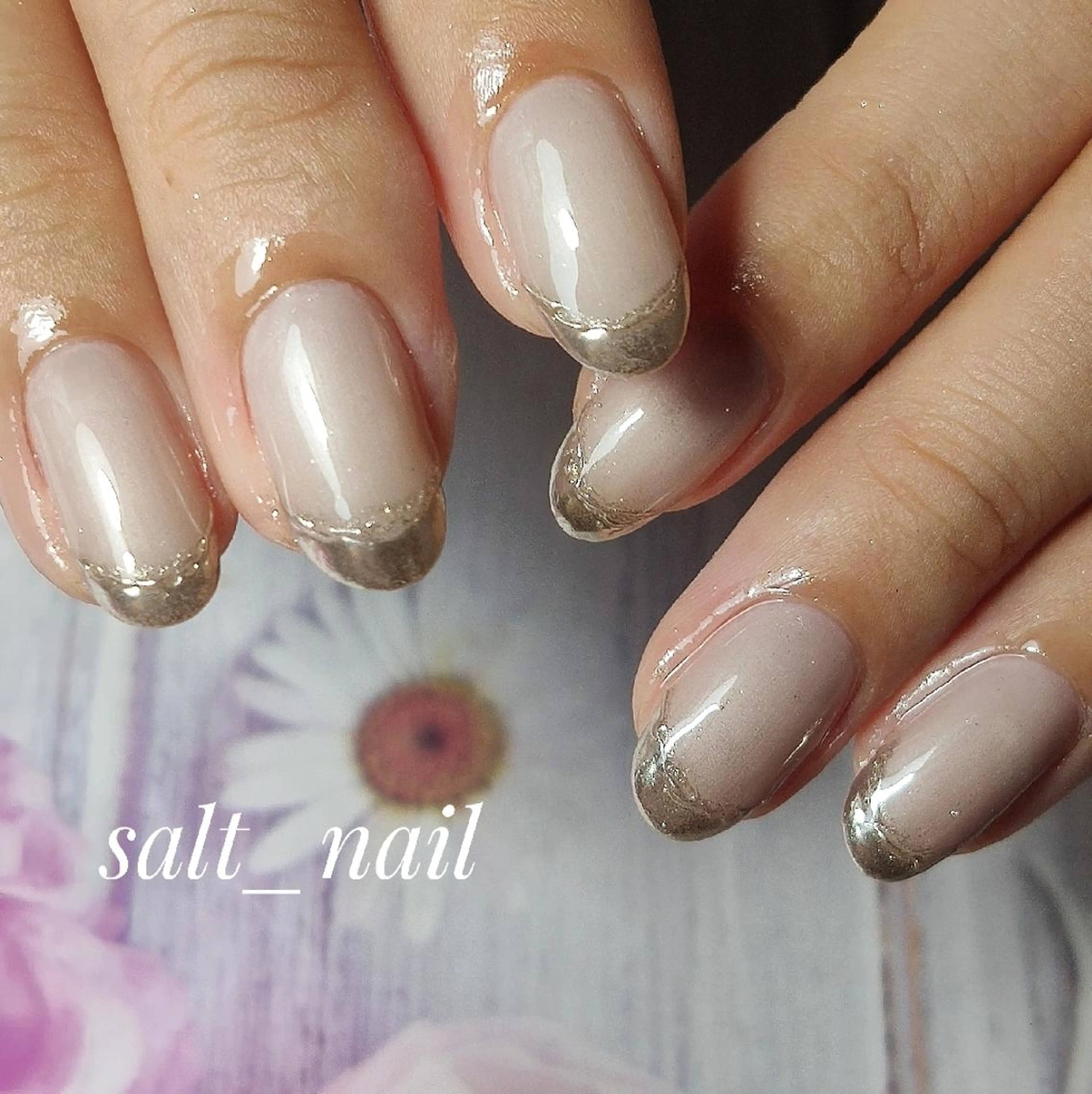 ネイル フレンチネイル ミラーネイル 個人サロン saltnailのネイルデザイン