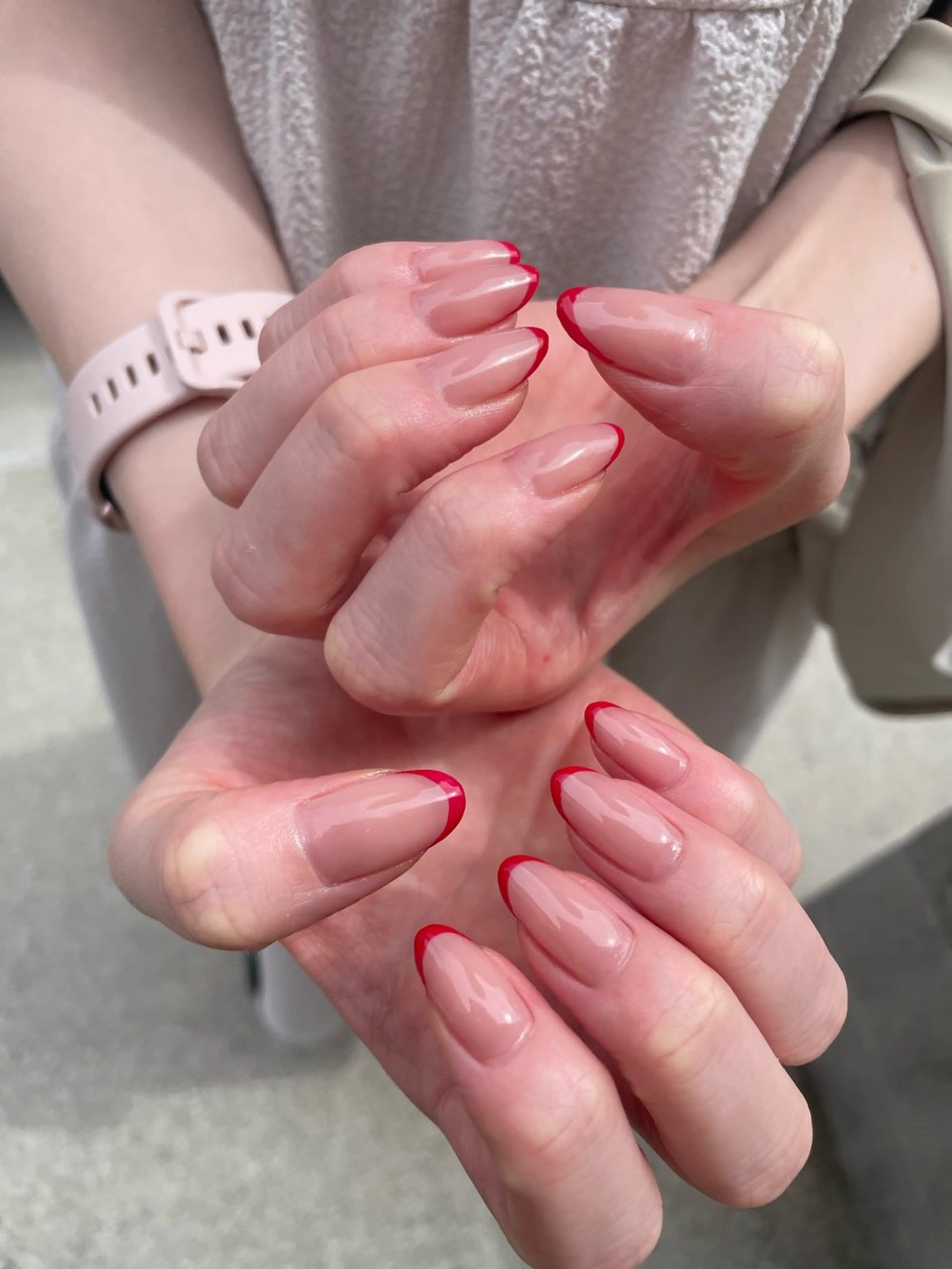 ネイル フレンチネイル 赤色 Kuroki Yurikaのネイルデザイン