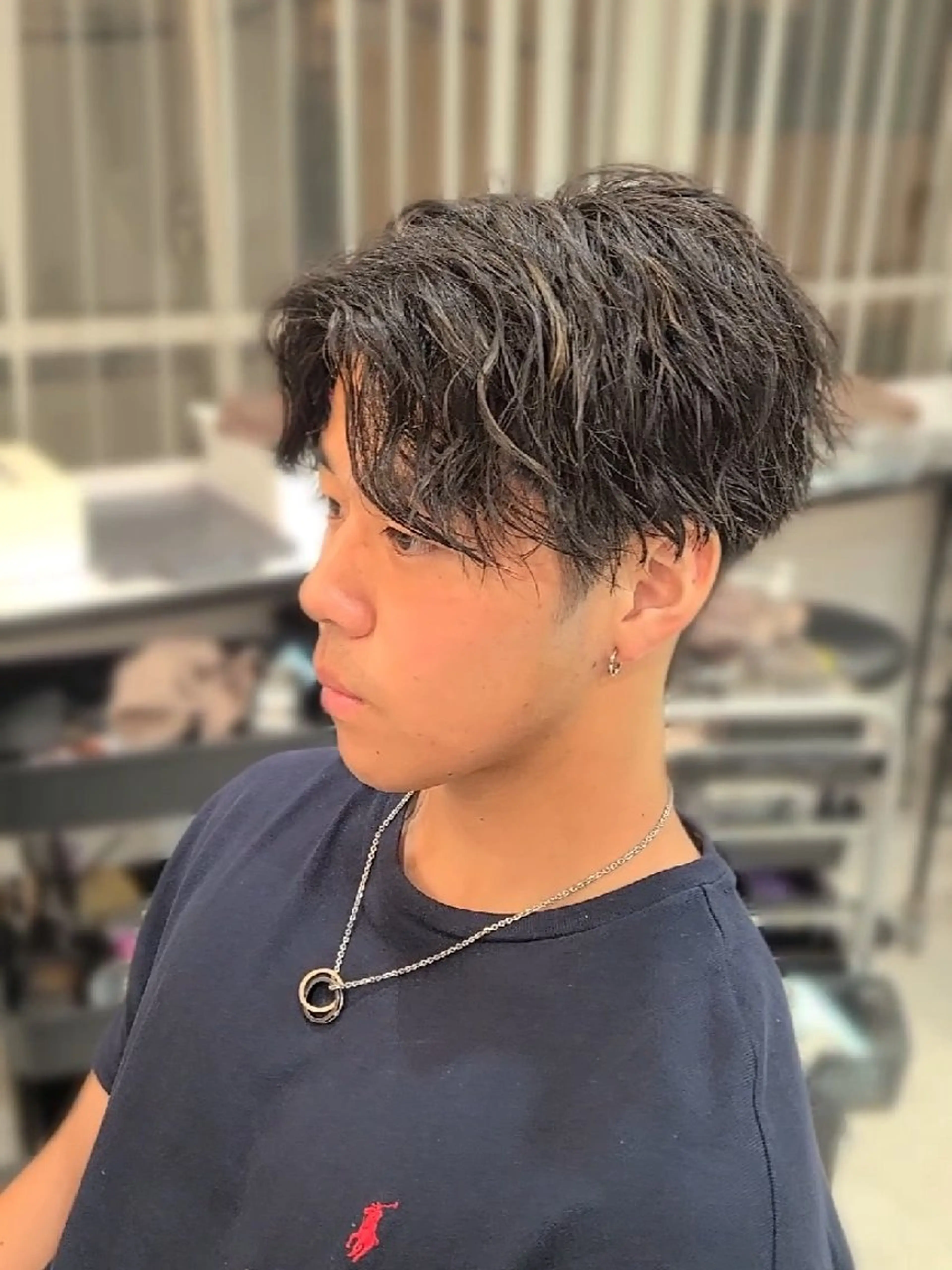 メンズ ミディアム ミディアムパーマ センターパート メンズパーマ カット パーマ ヘアセット Lapis 名古屋駅前店所属・LEN名古屋/パーマ 海外ヘア/メンズ特化のヘアスタイル