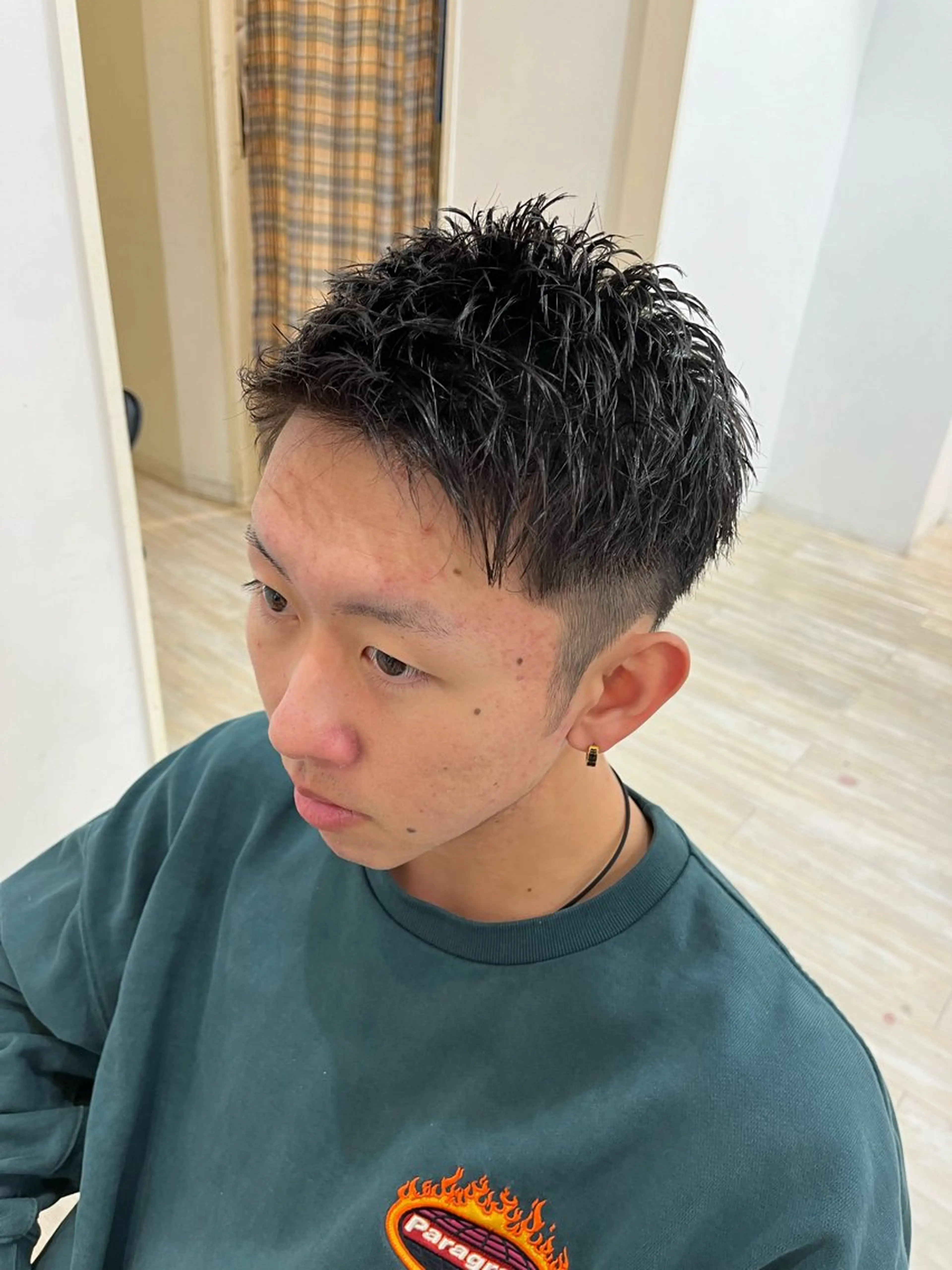 ショート メンズ アップバング ショートヘア Utata  literie所属・嵯峨 大地／パーマ／ ハード系／特殊系のヘアスタイル