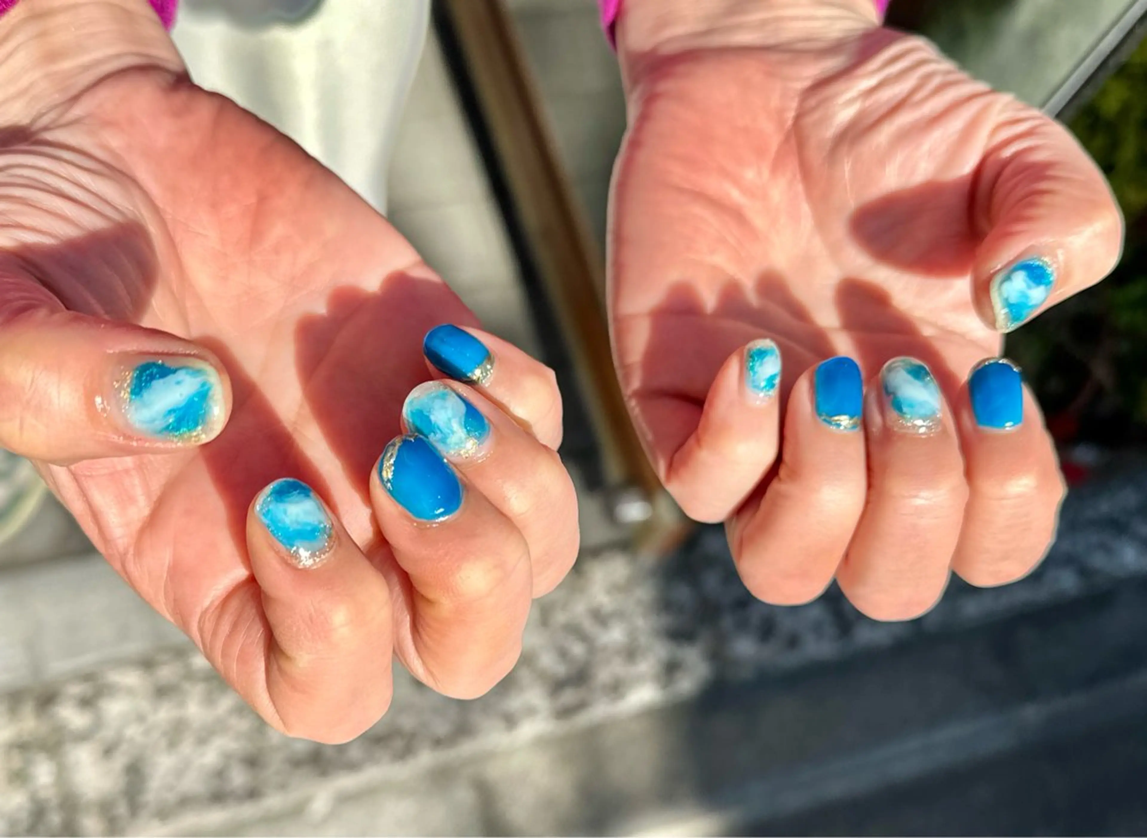 ネイル ブルー ニュアンスネイル ハンドネイル m_nail所属・O Mayaのネイルデザイン