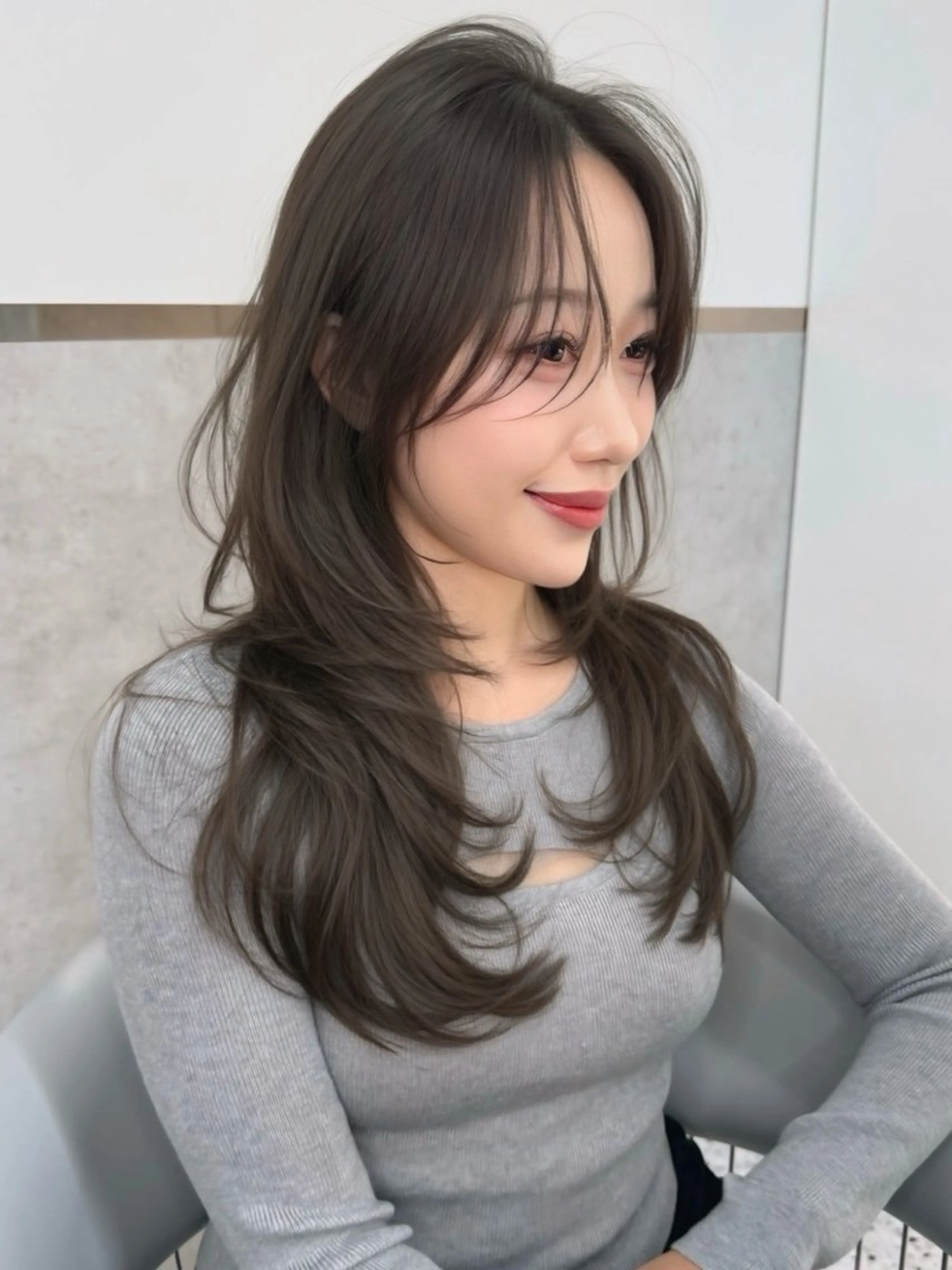 ロング カラー ヘアカラー トリートメント Lond mare レイヤーカット/韓国のヘアスタイル