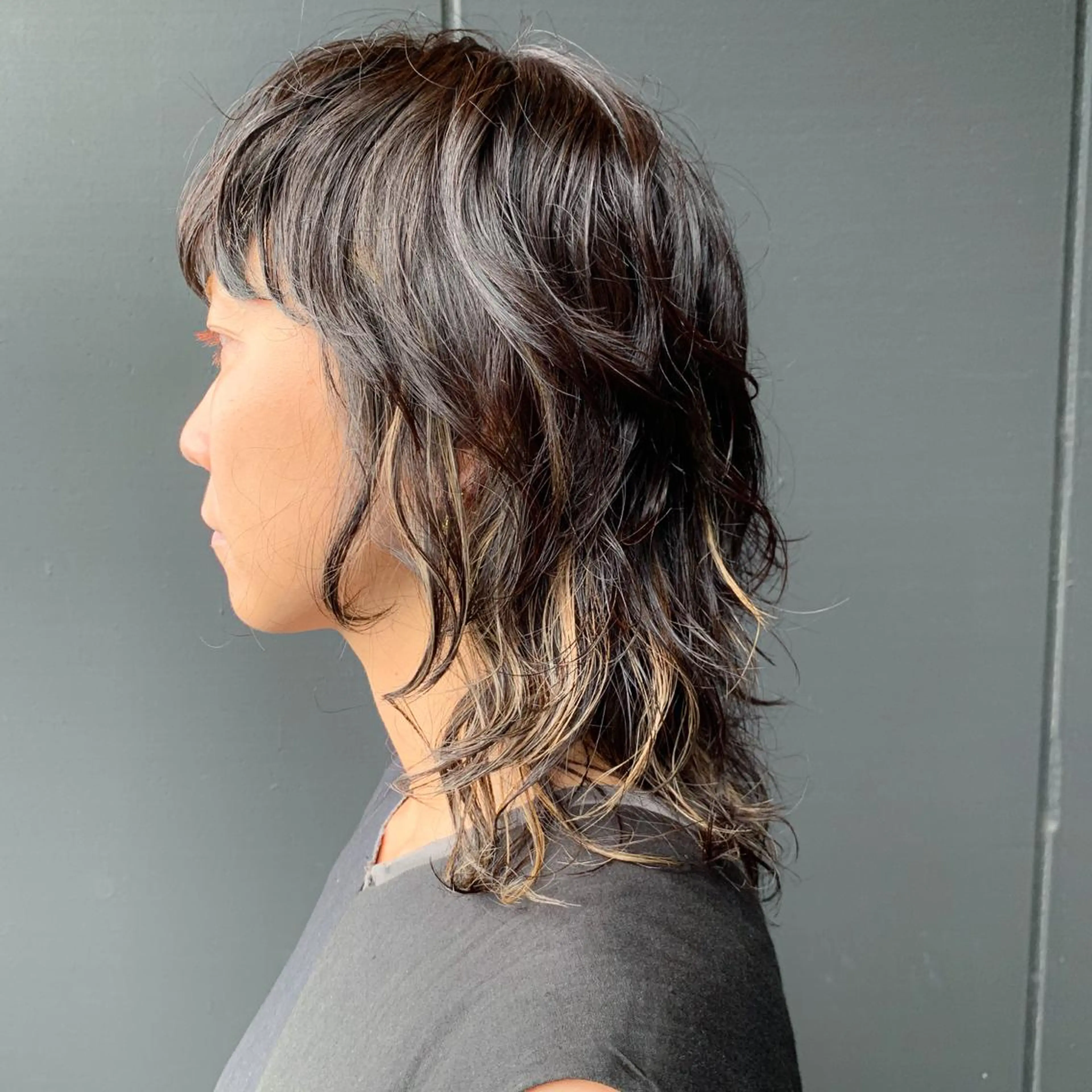 ミディアム パーマ ミディアムパーマ ハイライト ウルフカット 美髪/デザイン /　湯本　哲也のヘアスタイル