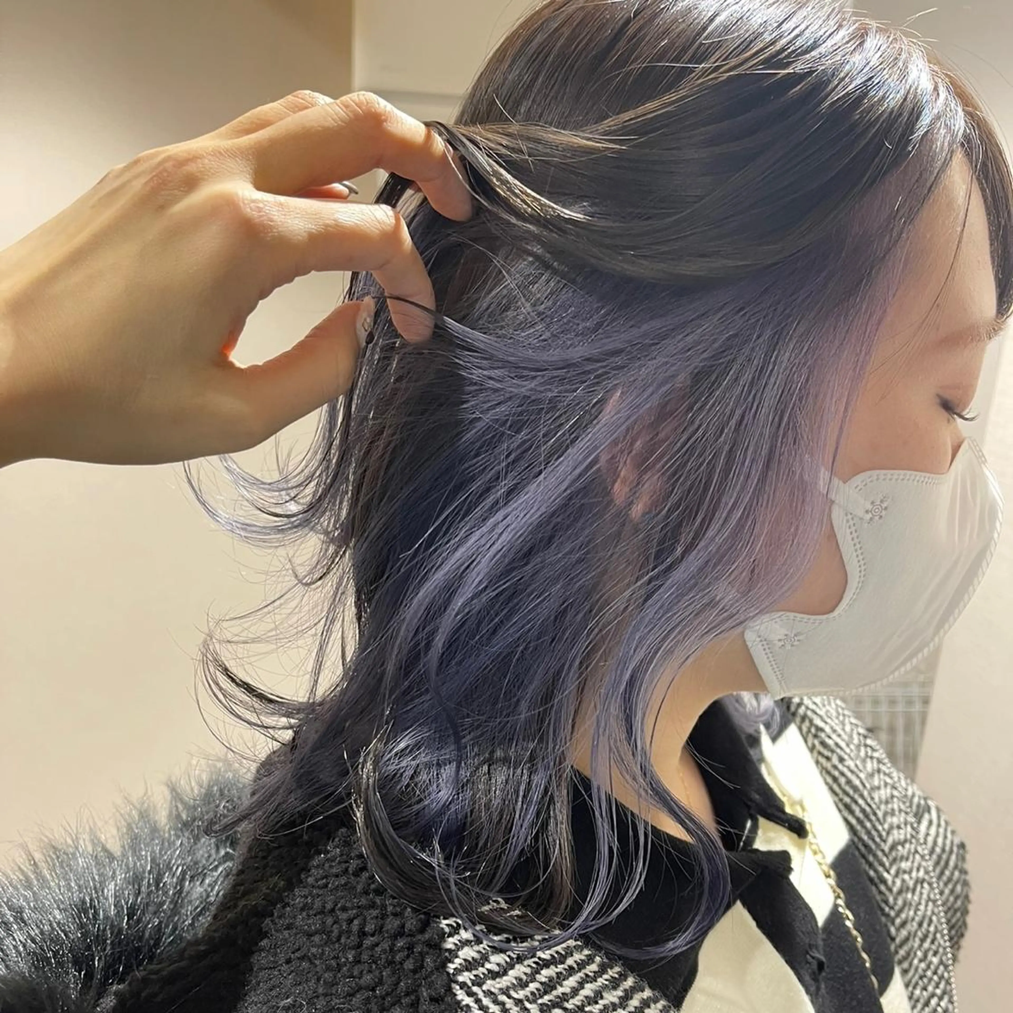 ショート カラー ブルーカラー ブルーバイオレット インナーカラー バイオレットカラー ヘアカラー 松井那津子 /ハイライトブリーチのヘアスタイル