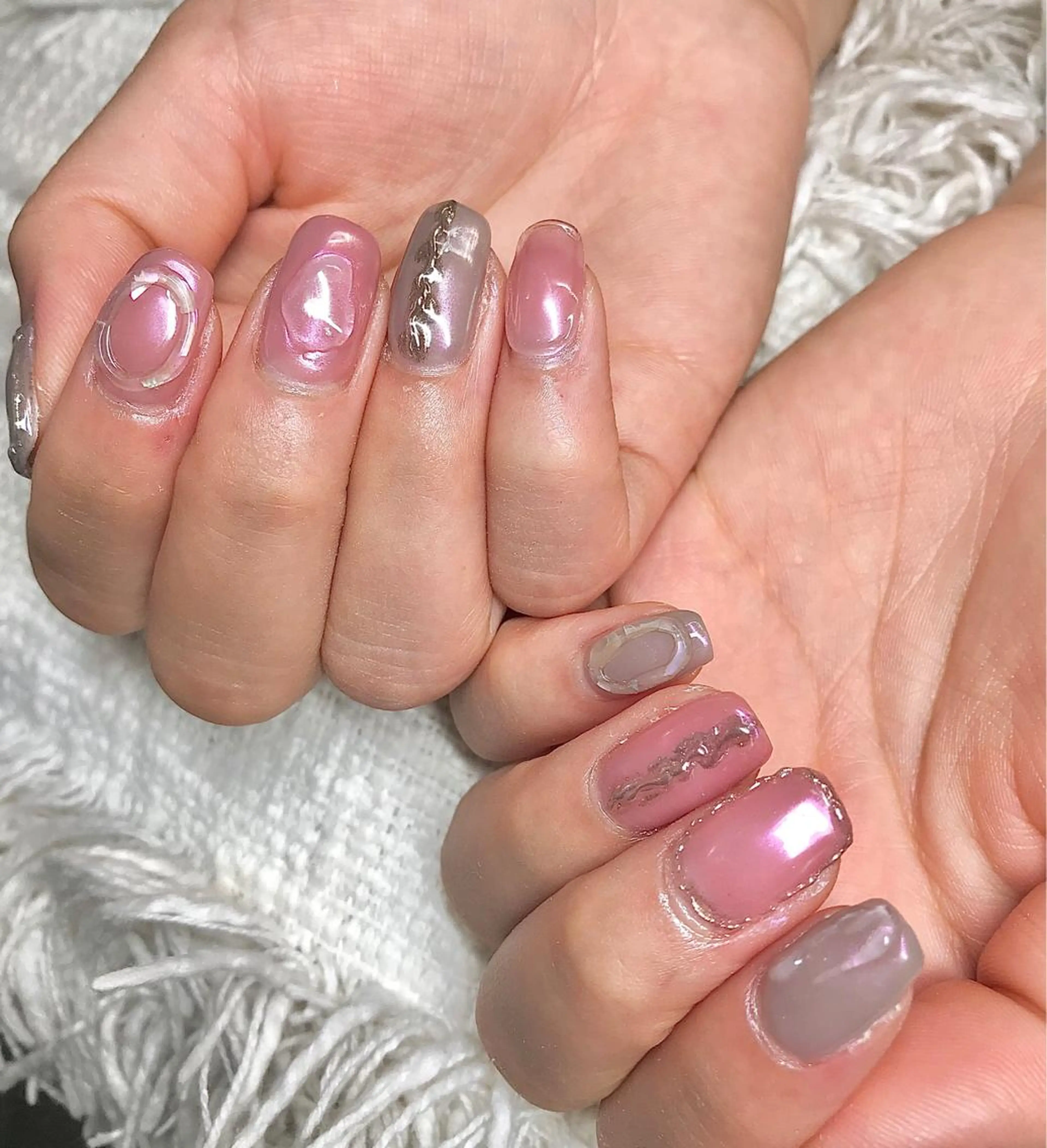 ミディアム カラー パーマ ヘアアレンジ ネイル マツエク・マツパ クリアネイル ミラーネイル nail&eye Aoのマツエク・マツパデザイン