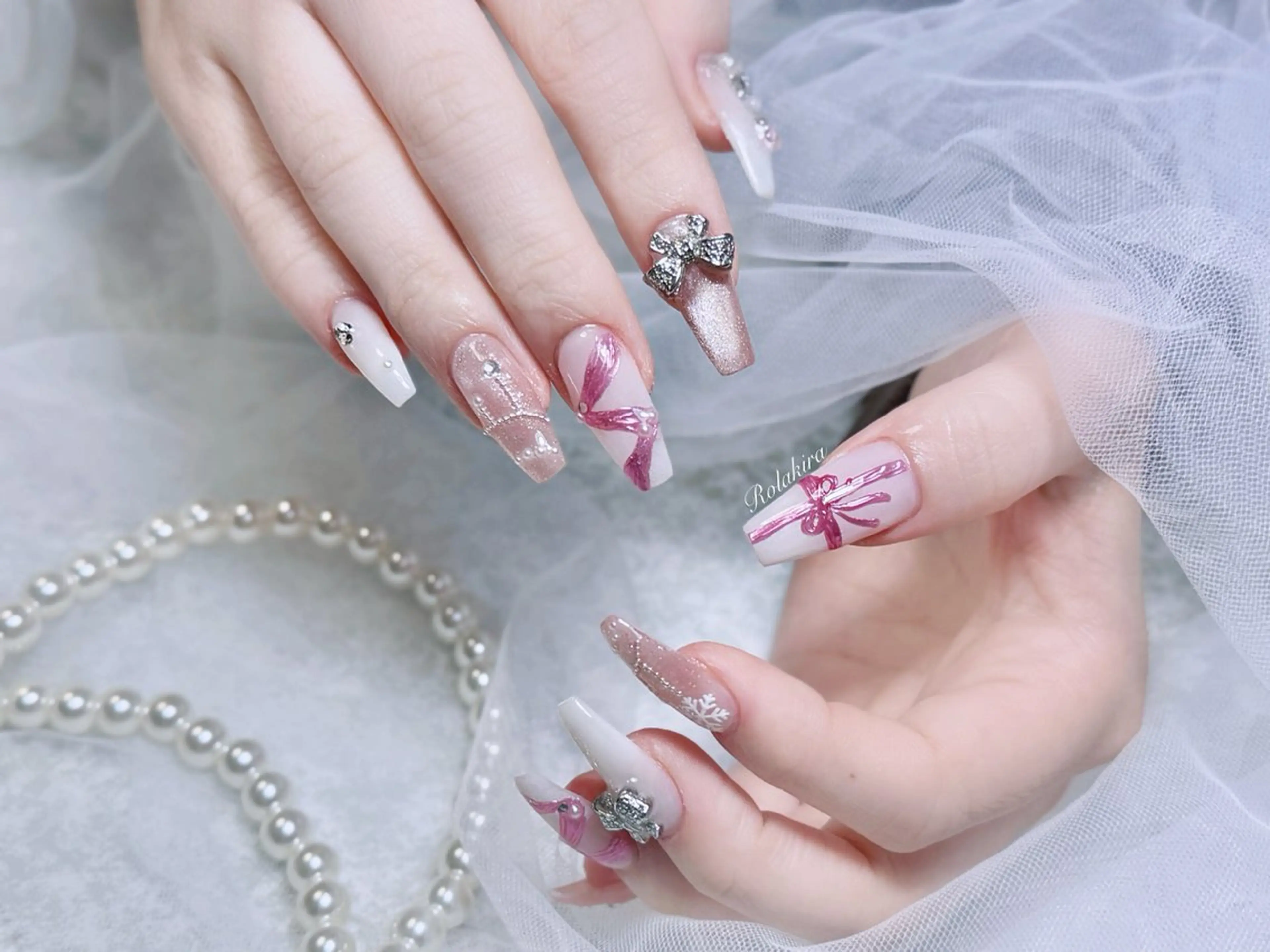 ネイル チークネイル 長さ出し フレンチネイル ジェルネイル 韓国ネイル ハンドネイル Rola kira nail salon所属・Rola kira 麗のネイルデザイン