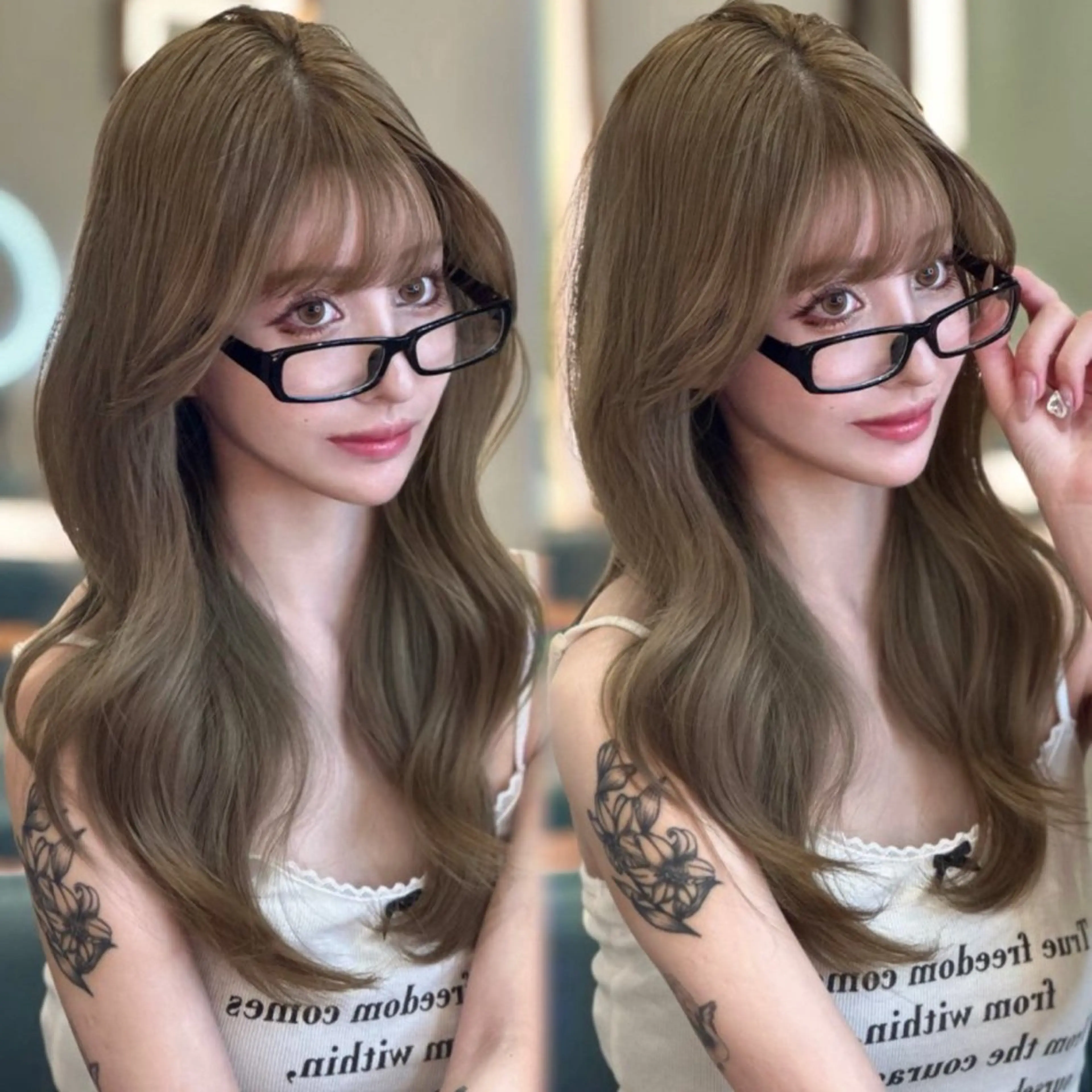 ロング カラー ブリーチ 透明感カラー ダブルカラー ブリーチなしカラー 韓国風ヘア ワンホン🎀韓国ヘア 💞新宿/GAKUのヘアスタイル