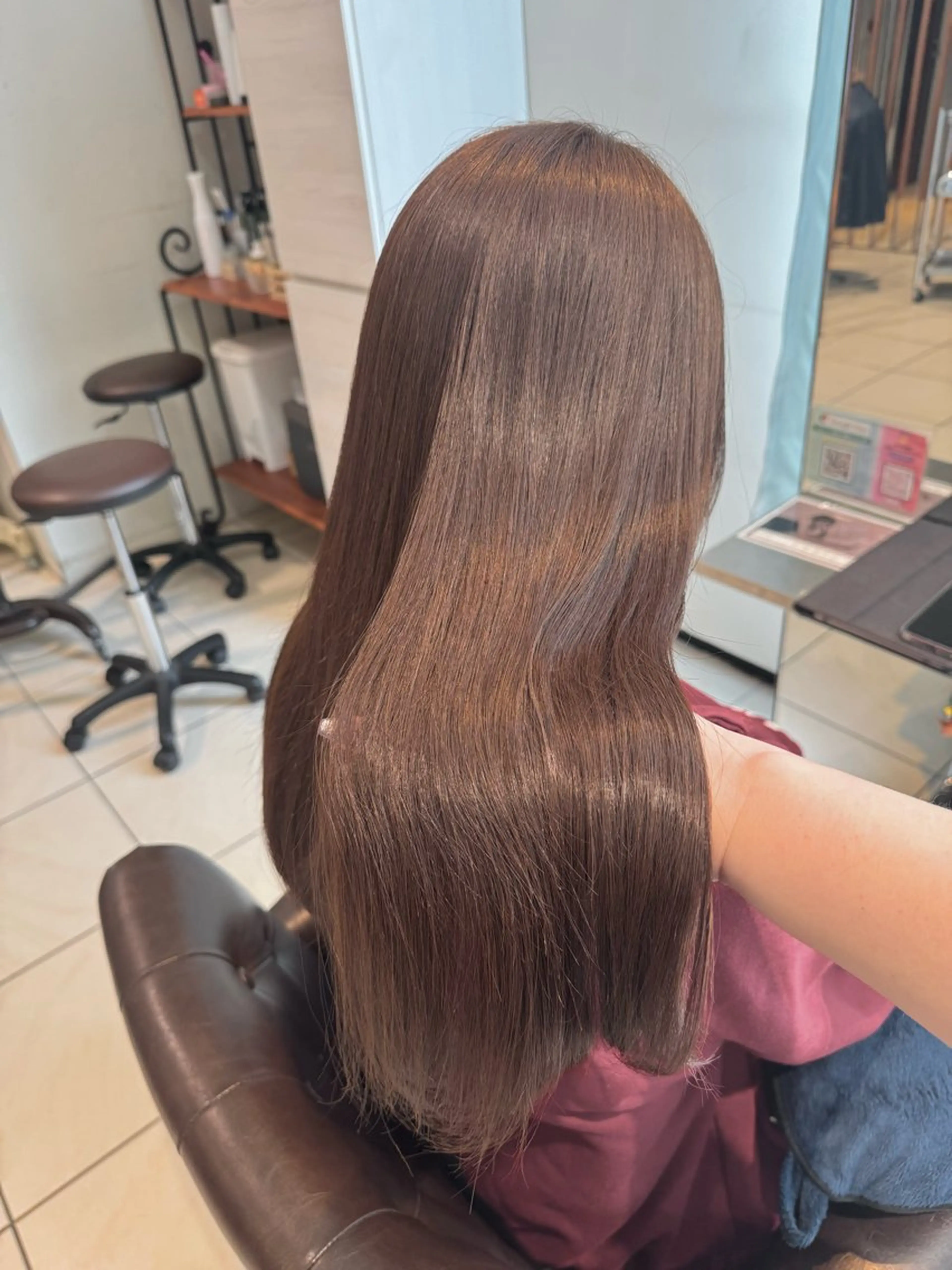 ミディアム カラー ブリーチ ブラウンカラー ココアブラウン ブリーチなしカラー ヘアカラー 吉長 彩香のヘアスタイル