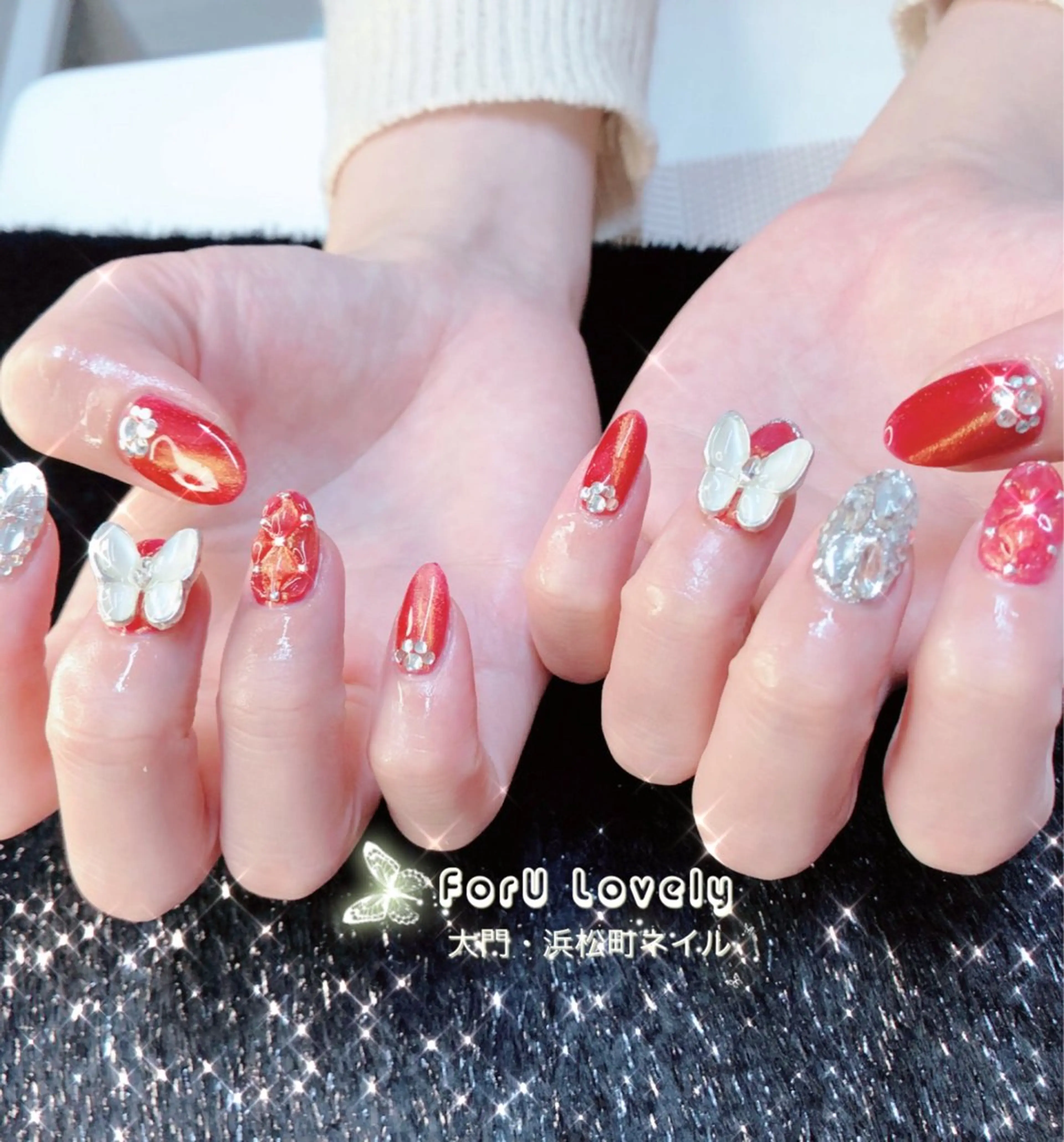 ネイル フレンチネイル ガラスフレンチ ハート 韓国ネイル ピンク ハンドネイル ハンドケア 大門浜松町 ネイルのネイルデザイン