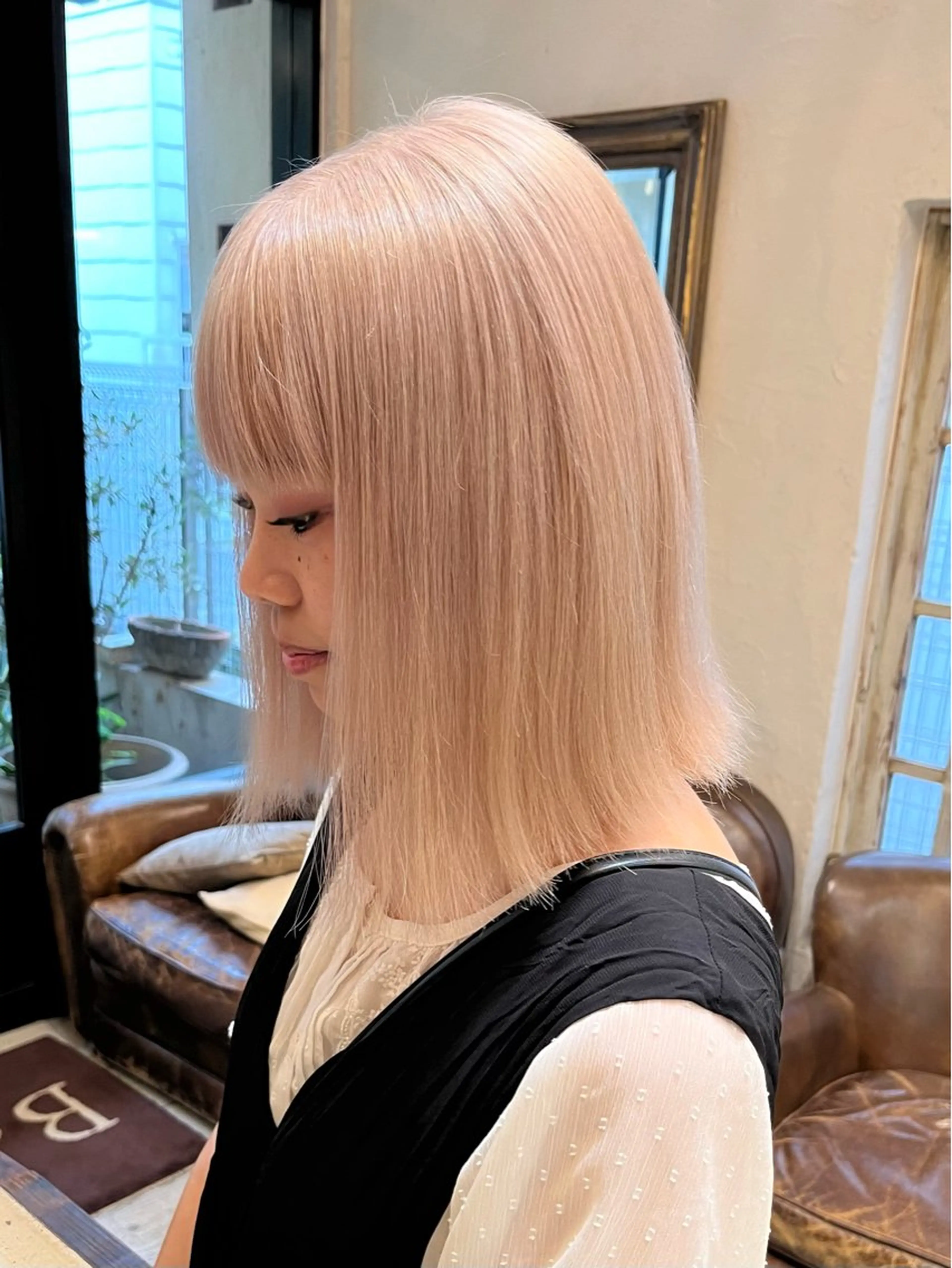 ミディアム カラー ベージュカラー ホワイトベージュ rise /メンズカットのヘアスタイル