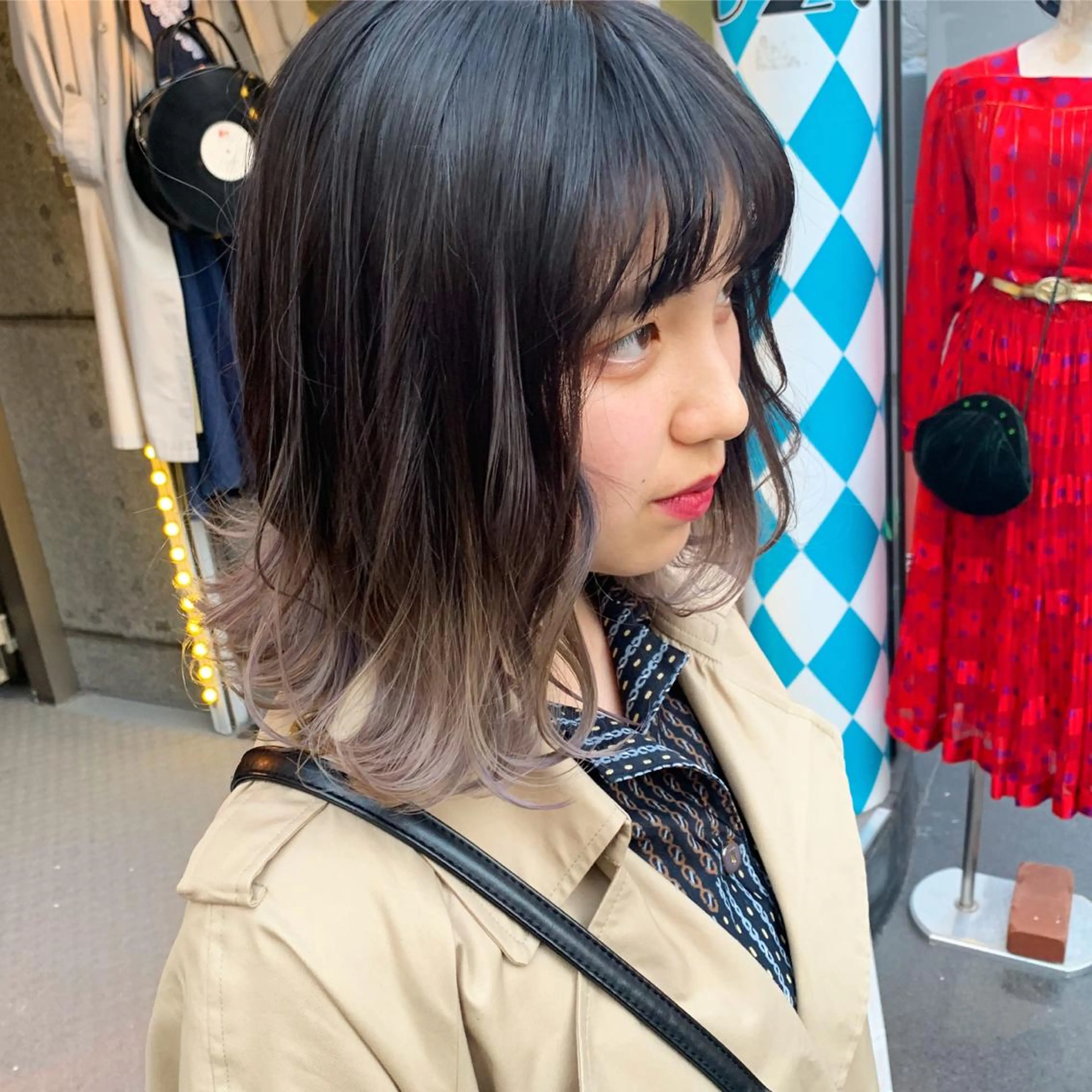 ミディアム カラー ピンクベージュ/新潟 万代/高橋桃葉🍑のヘアスタイル