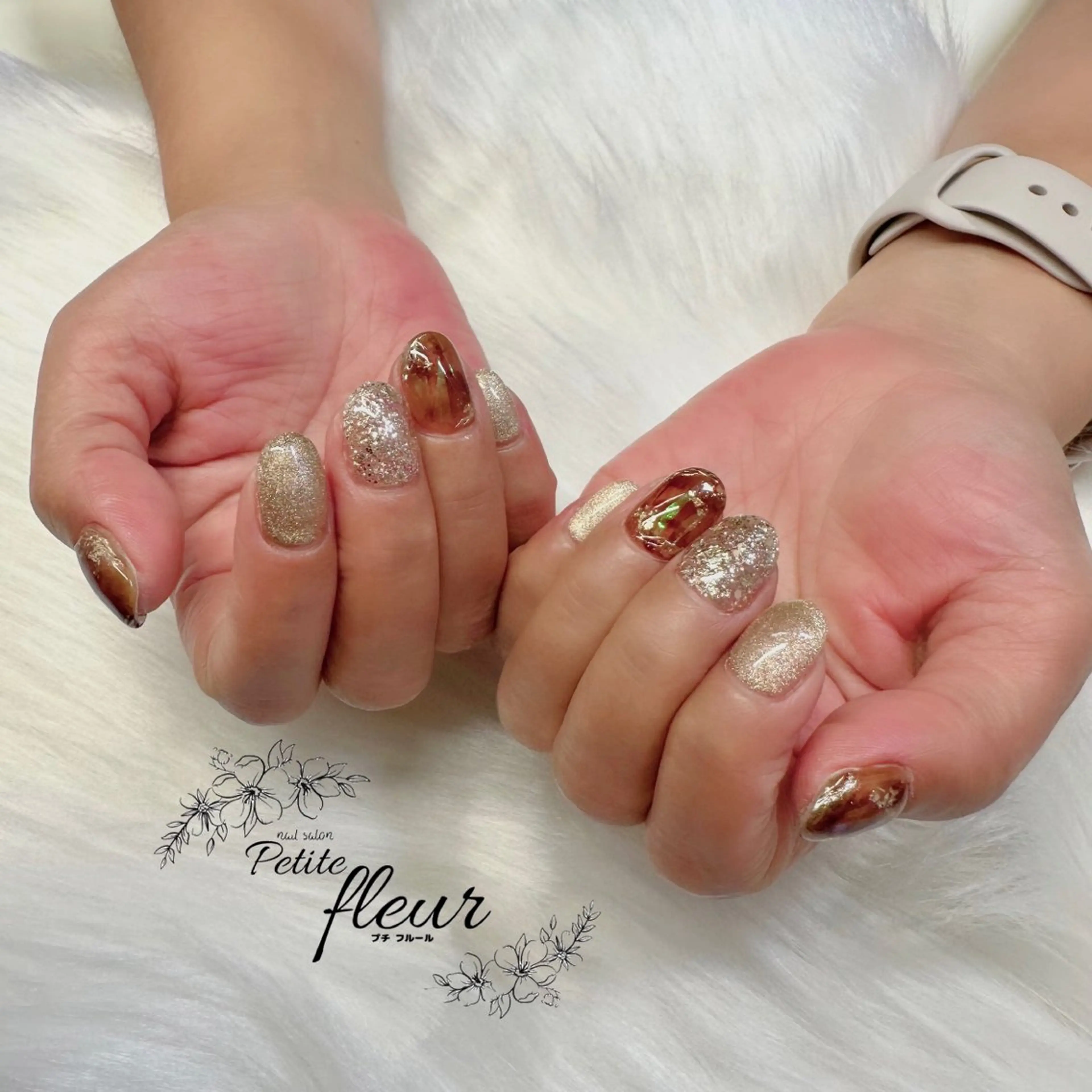 ネイル べっ甲ネイル ハンドネイル ❁⃘*。Petite fleur❁⃘*りさのネイルデザイン
