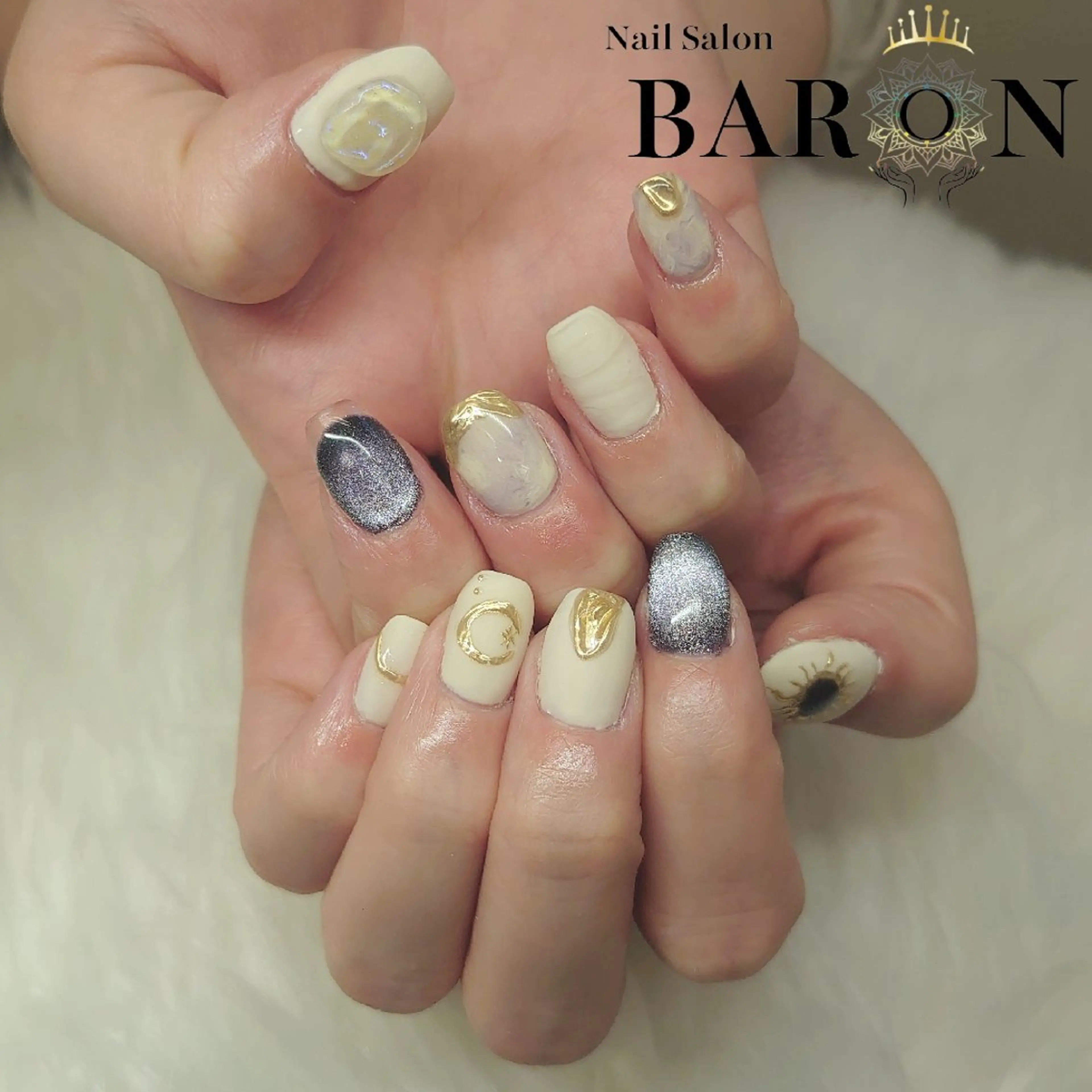 ネイル アートネイル 長さ出し マグネットネイル ミラーネイル 持ち込み ♛BARON♛ AOIのネイルデザイン