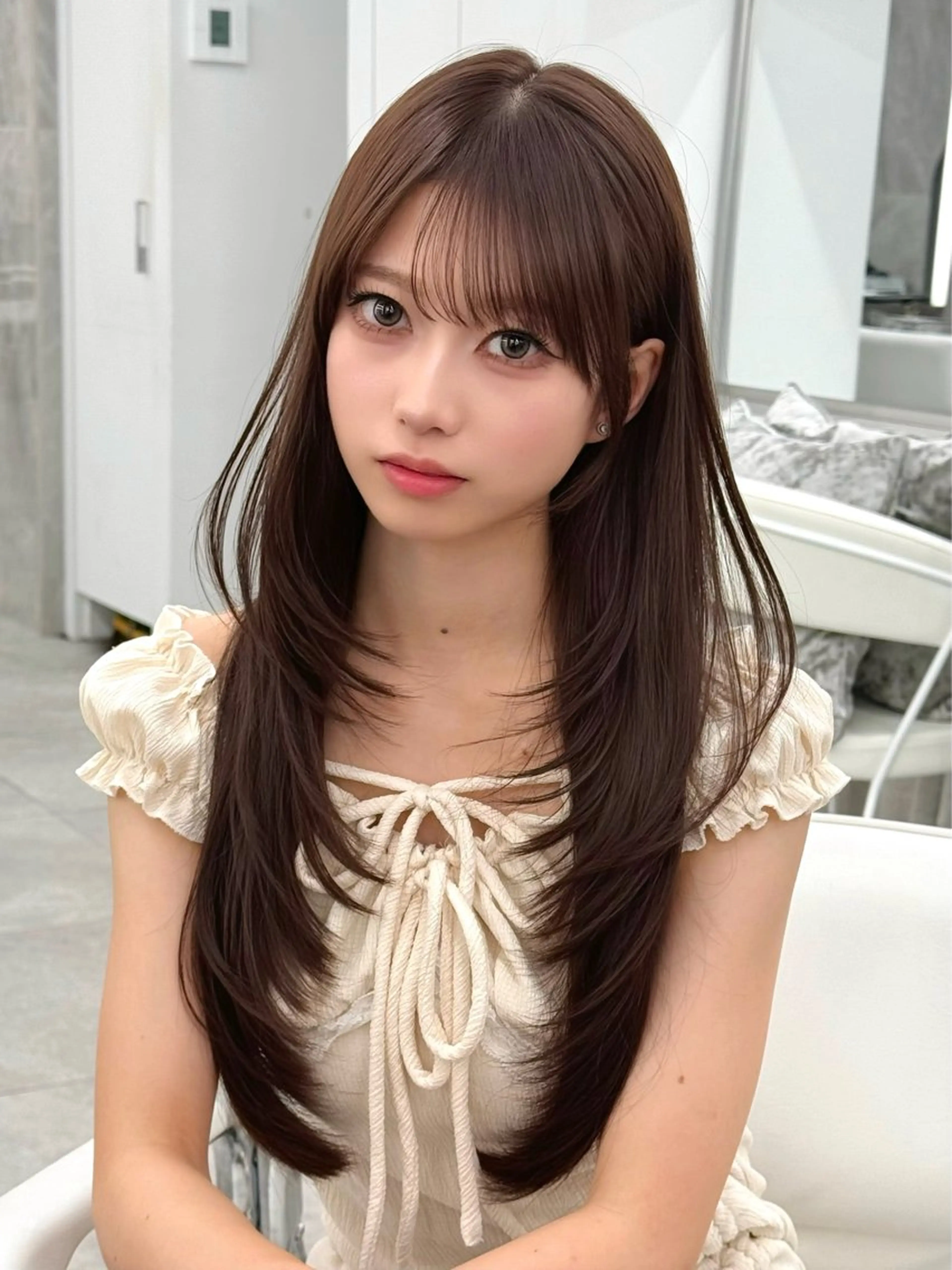 ロング カラー カット ヘアカラー トリートメント MAEUL luna所属・前髪顔周り/レイヤー 韓国/桔川恒のヘアスタイル