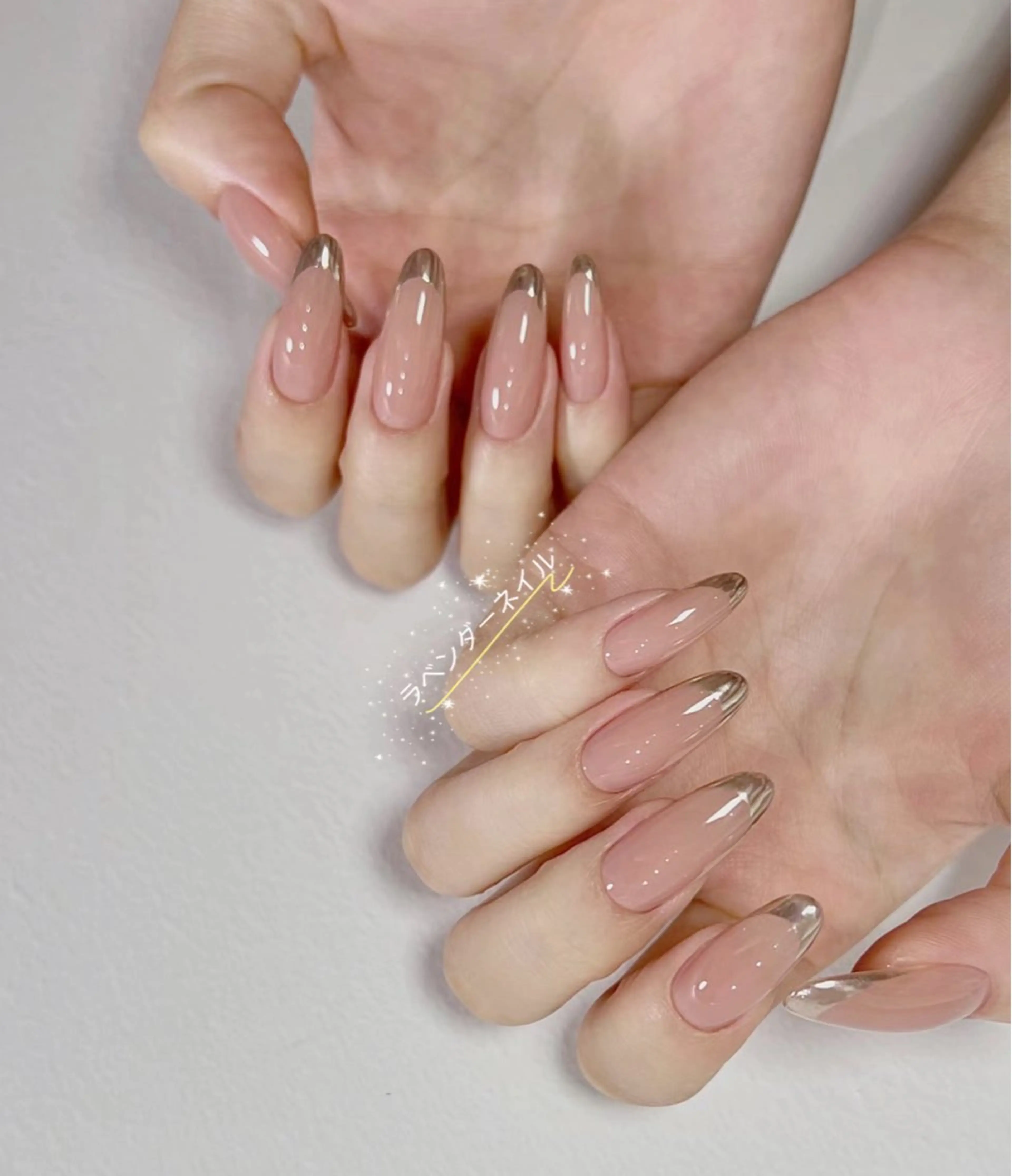 💅Hand 🥰カラスフレンチネイル&ミラーフレンチネイル（ベース→1色ピンク系込み）￥7980⇒6,480の写真