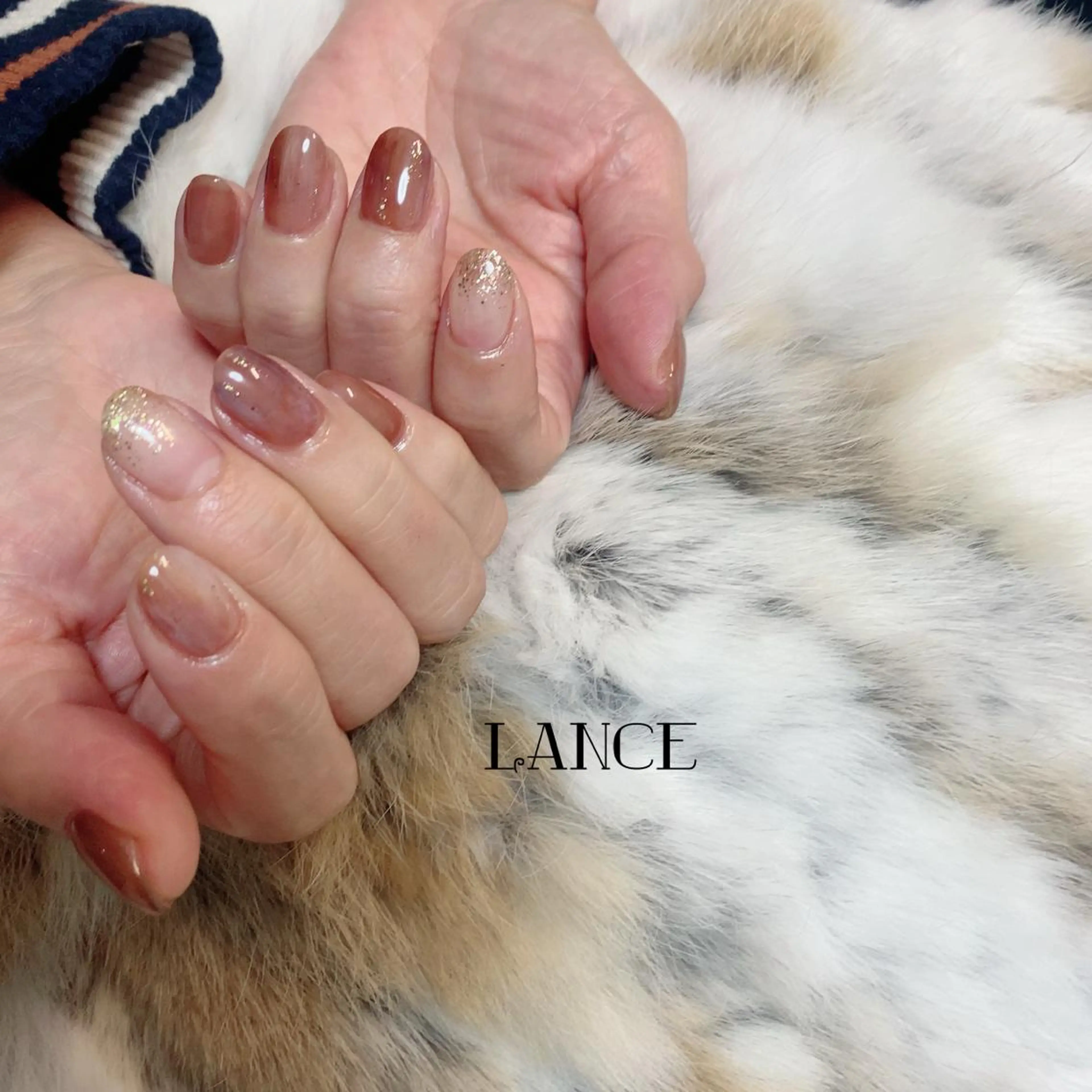 ミディアム ネイル オーロラネイル マグネットネイル ワンホンネイル 冬ネイル ハンドネイル Lance nailのネイルデザイン