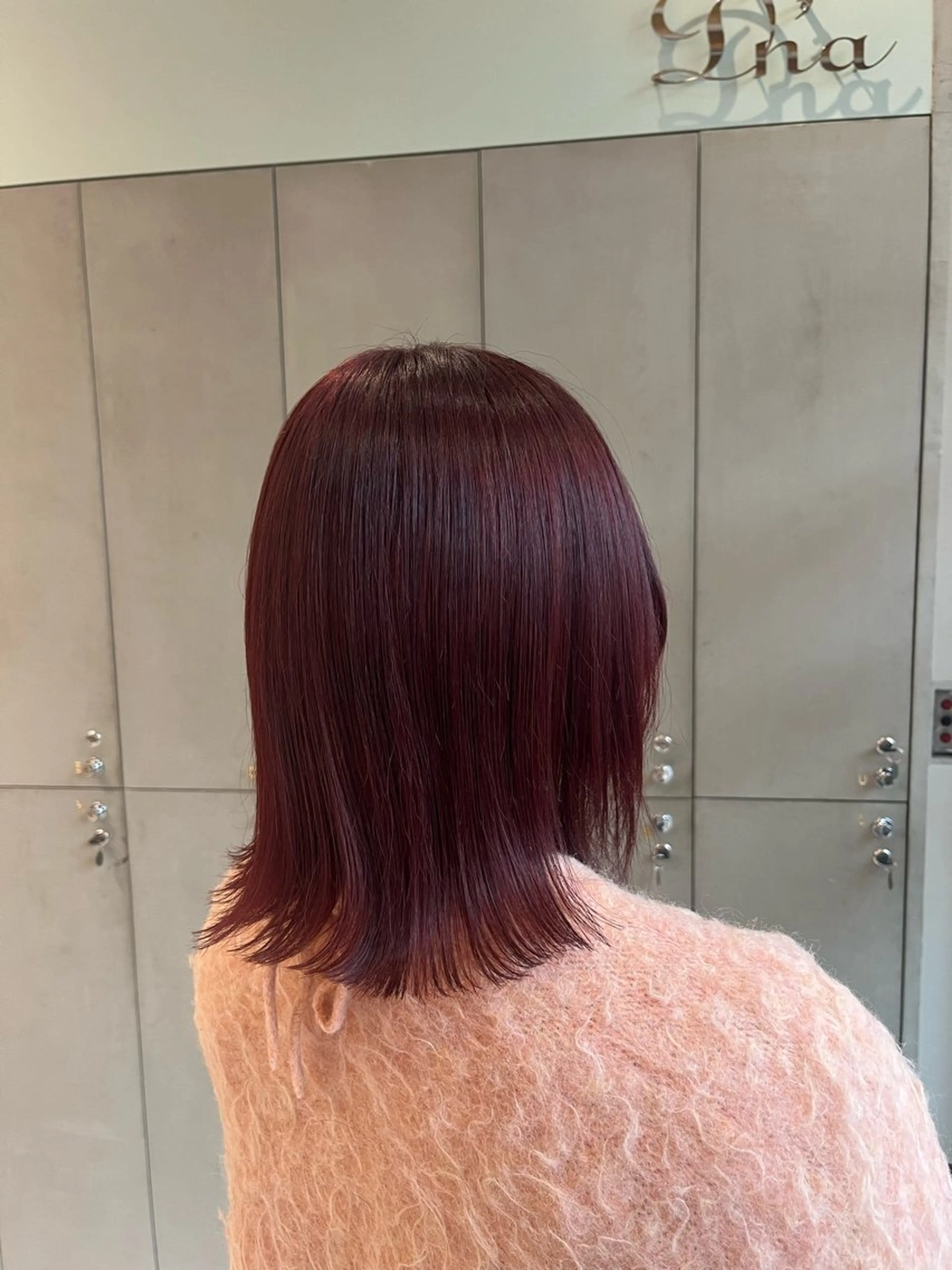 ミディアム ヘアカラー D’na所属・🎀暖色ガーリー/ ボブ/みさき🎀のヘアスタイル