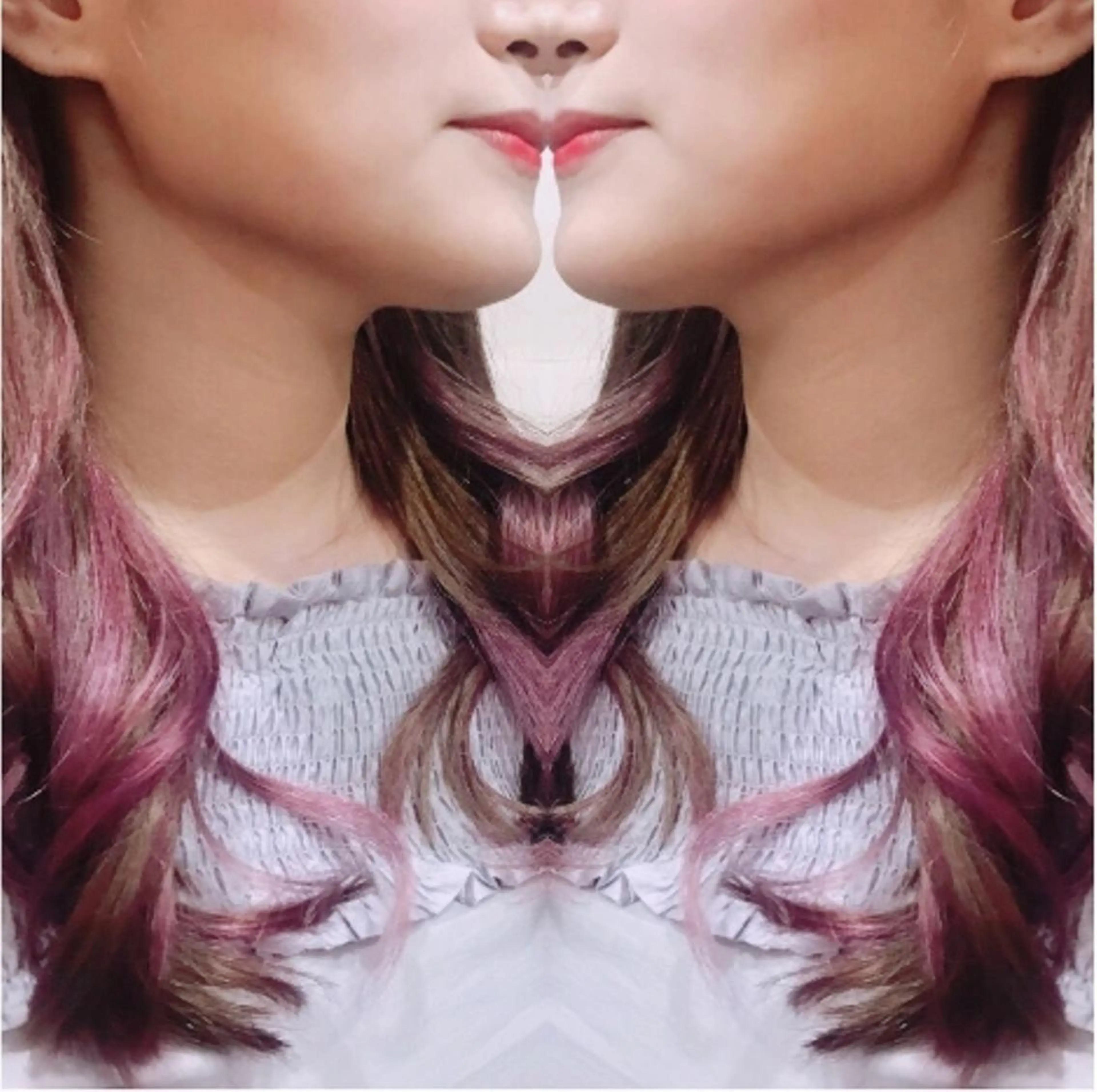 ロング カラー パーマ ヘアアレンジ チビ編み込みエクステ シールEXどぅ〜すのヘアスタイル