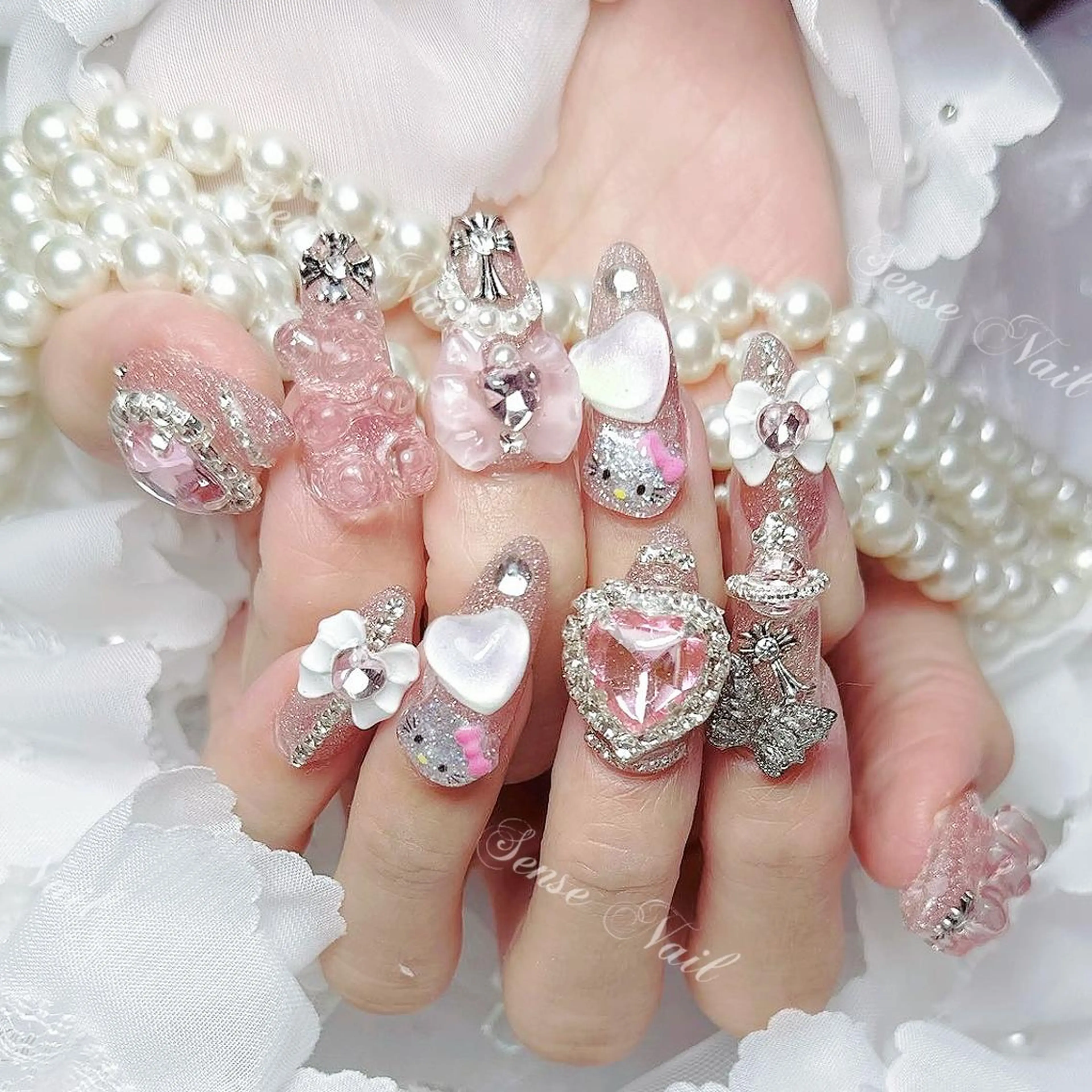 🎵HAND～チップ長さだし+持ち込みデザイン(ゴテゴテデザイン10本ok！）14980の写真