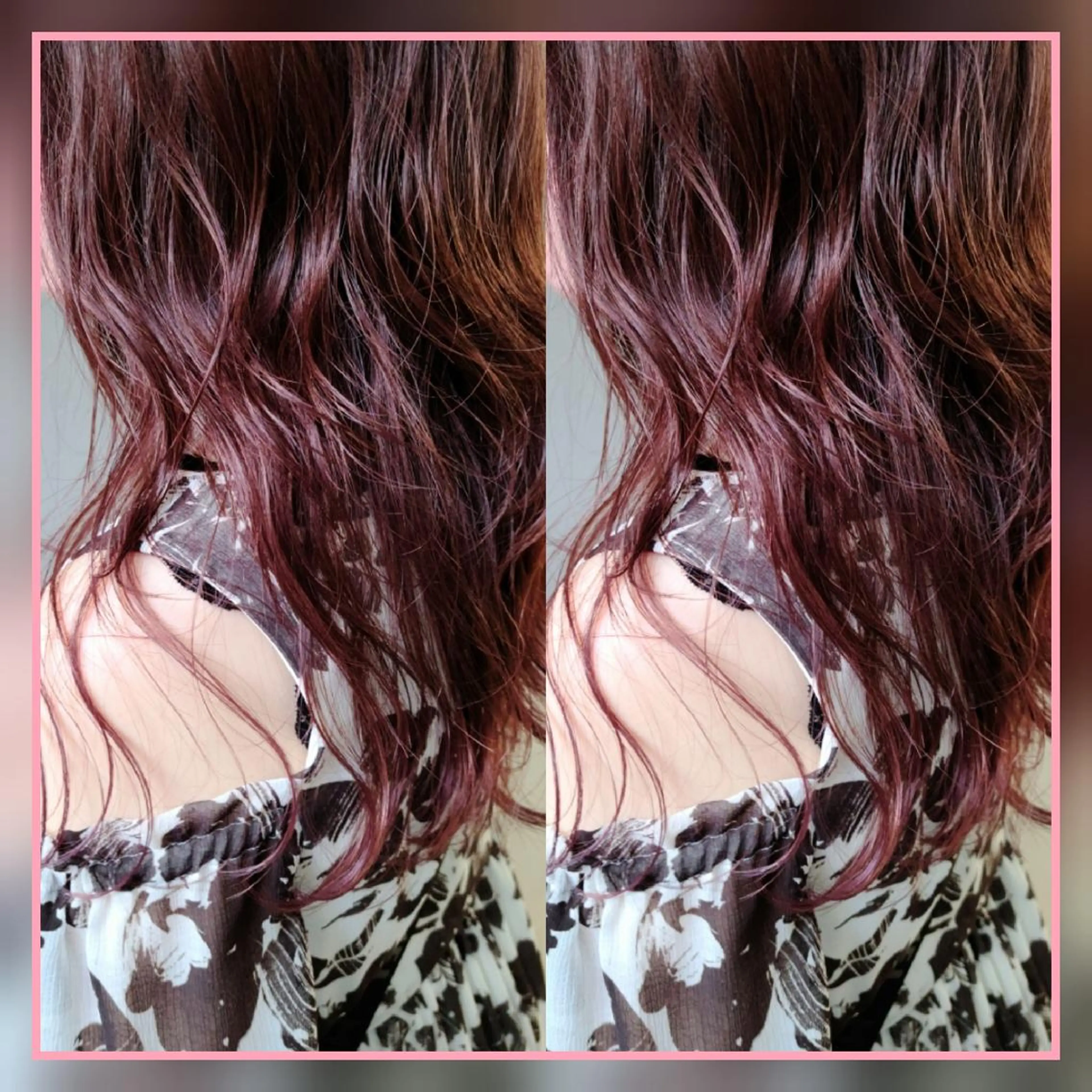 セミロング カラー ブリーチ ブラウンカラー カシス ブリーチなしカラー ピンクカラー [Lil by  JIL BLAN]所属・田中 孝征のヘアスタイル