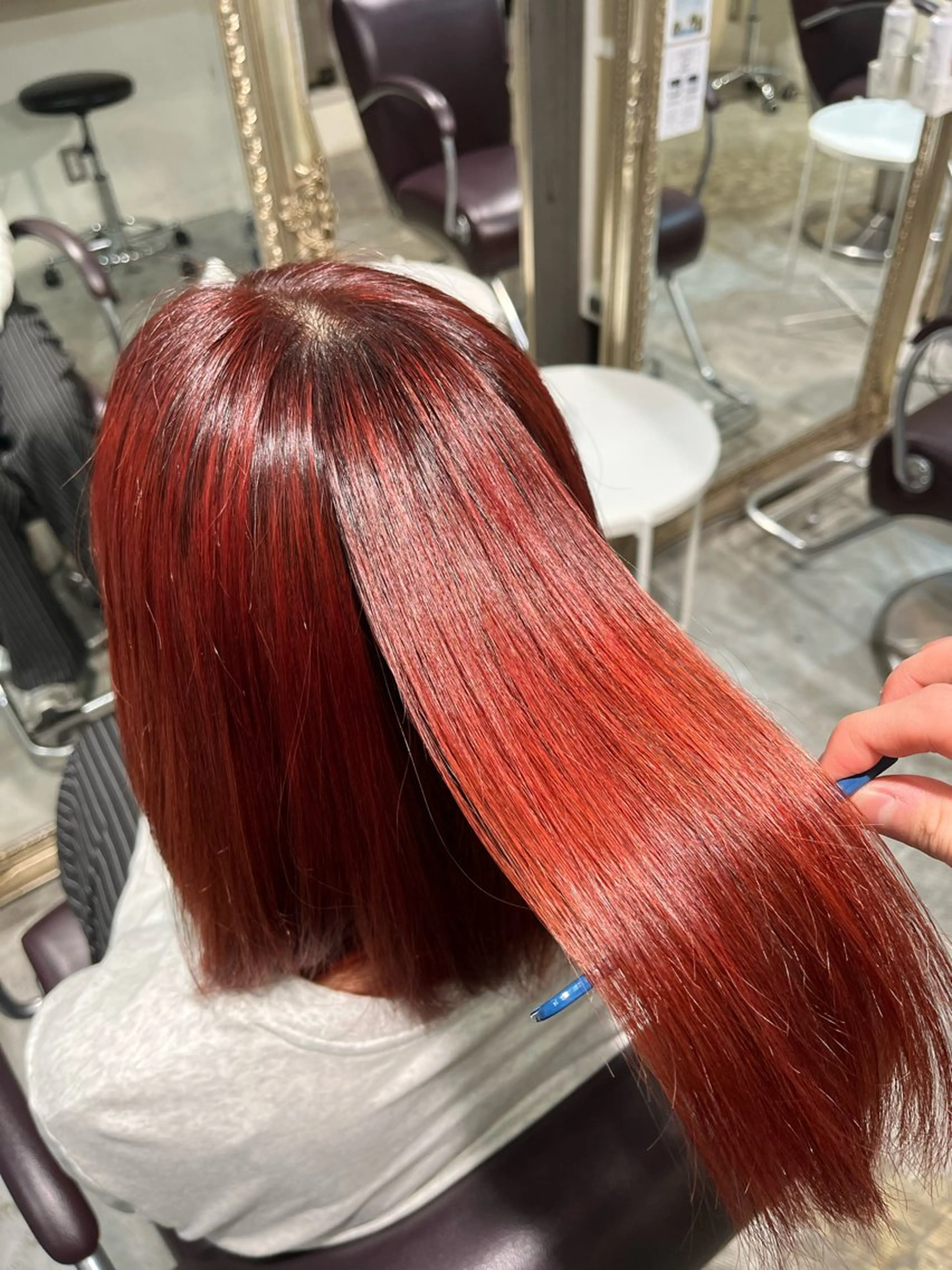 ミディアム カラー ヘアカラー トリートメント フェザーパーマ🌙 毛流れ yuzukiのヘアスタイル