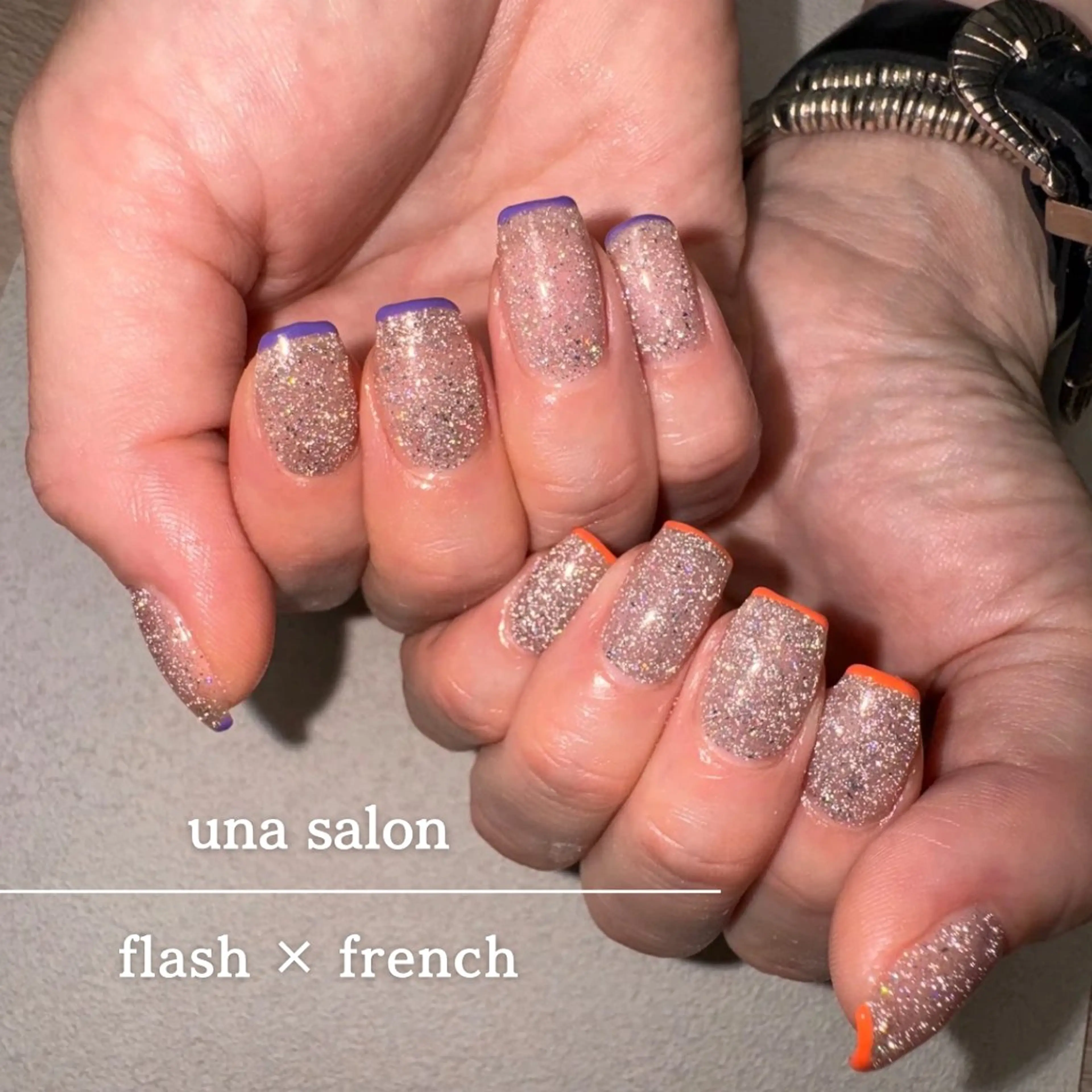 ネイル フラッシュネイル フレンチネイル una salon / ネイル&顔脱毛のエステ・リラクイメージ