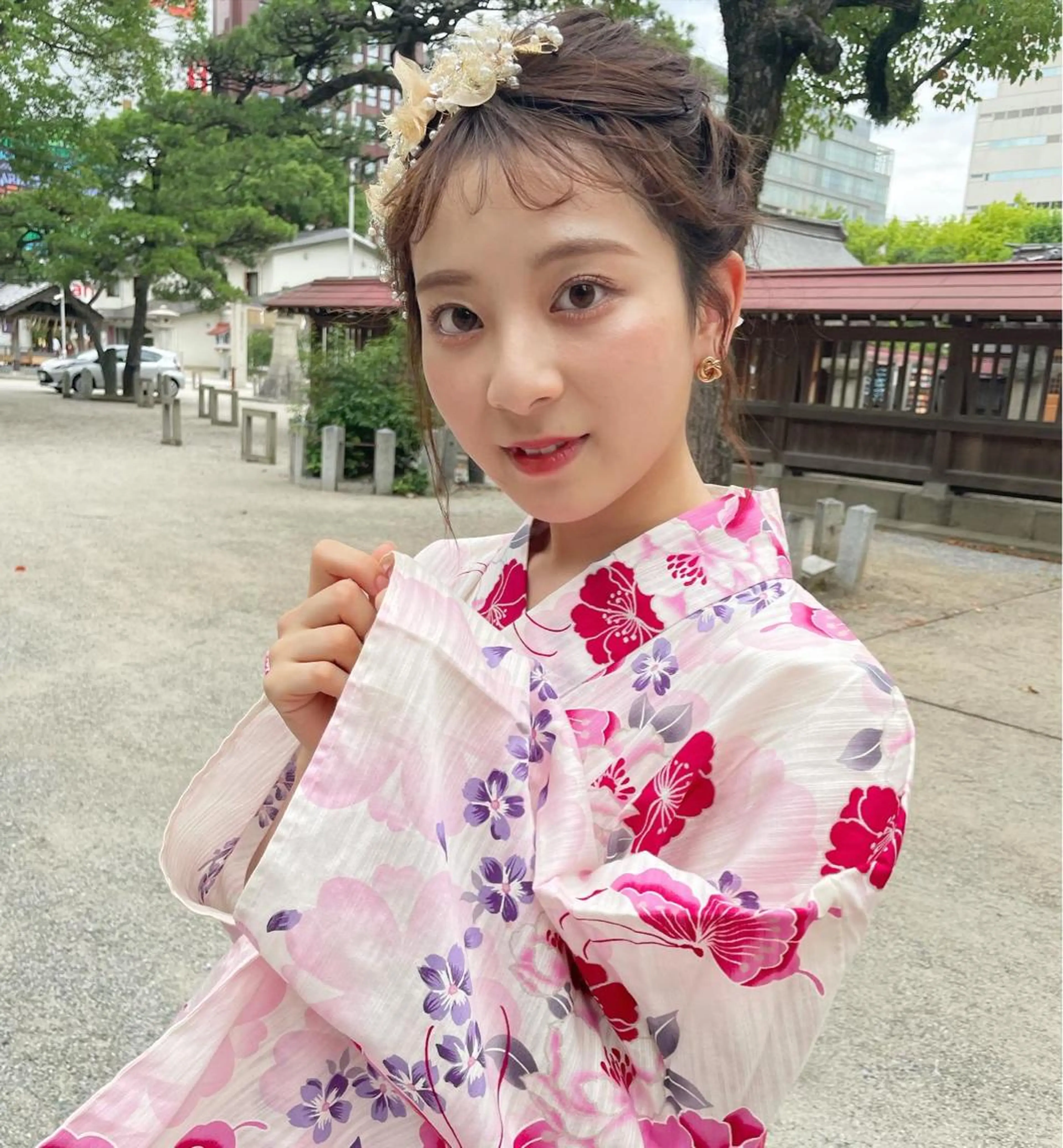 セミロング カラー ヘアアレンジ 浴衣 ブリーチなしカラー ダブルカラーエクステのヘアスタイル