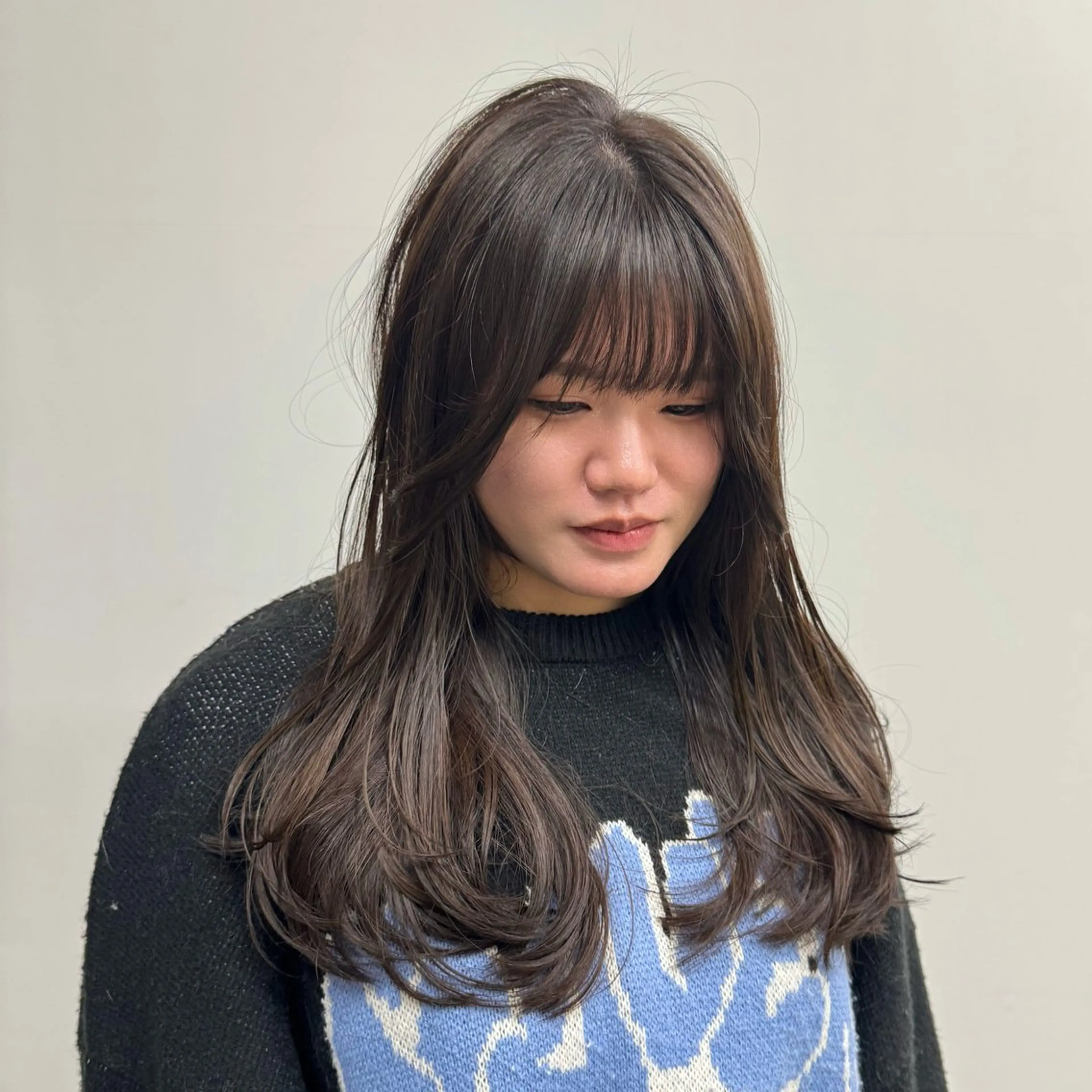 ロング カラー カット ヘアカラー 清水愛果/オリーブ カラー/透明感カラーのヘアスタイル