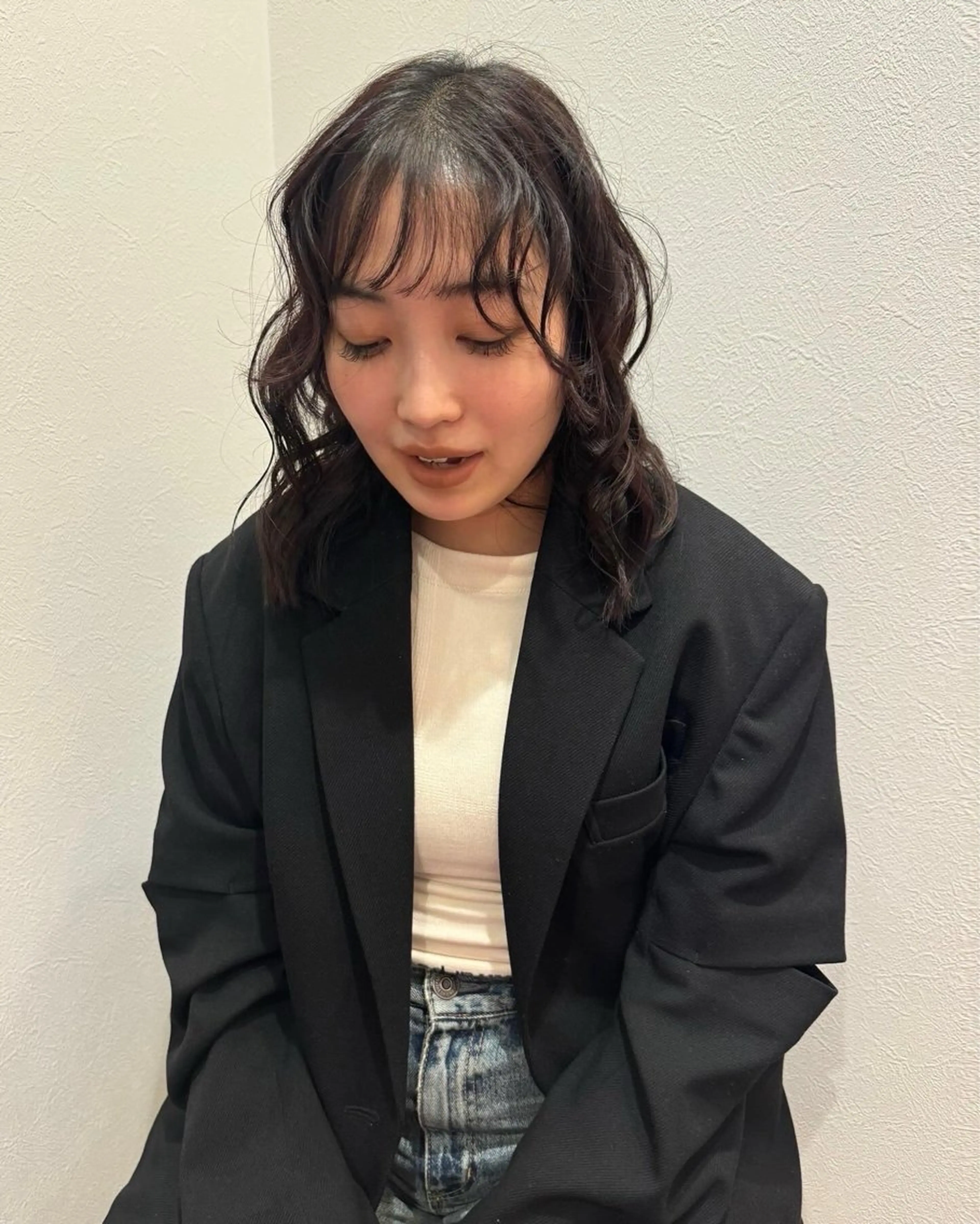 ミディアム カラー ミディアムパーマ ofF élua所属・もりしま あやかのヘアスタイル