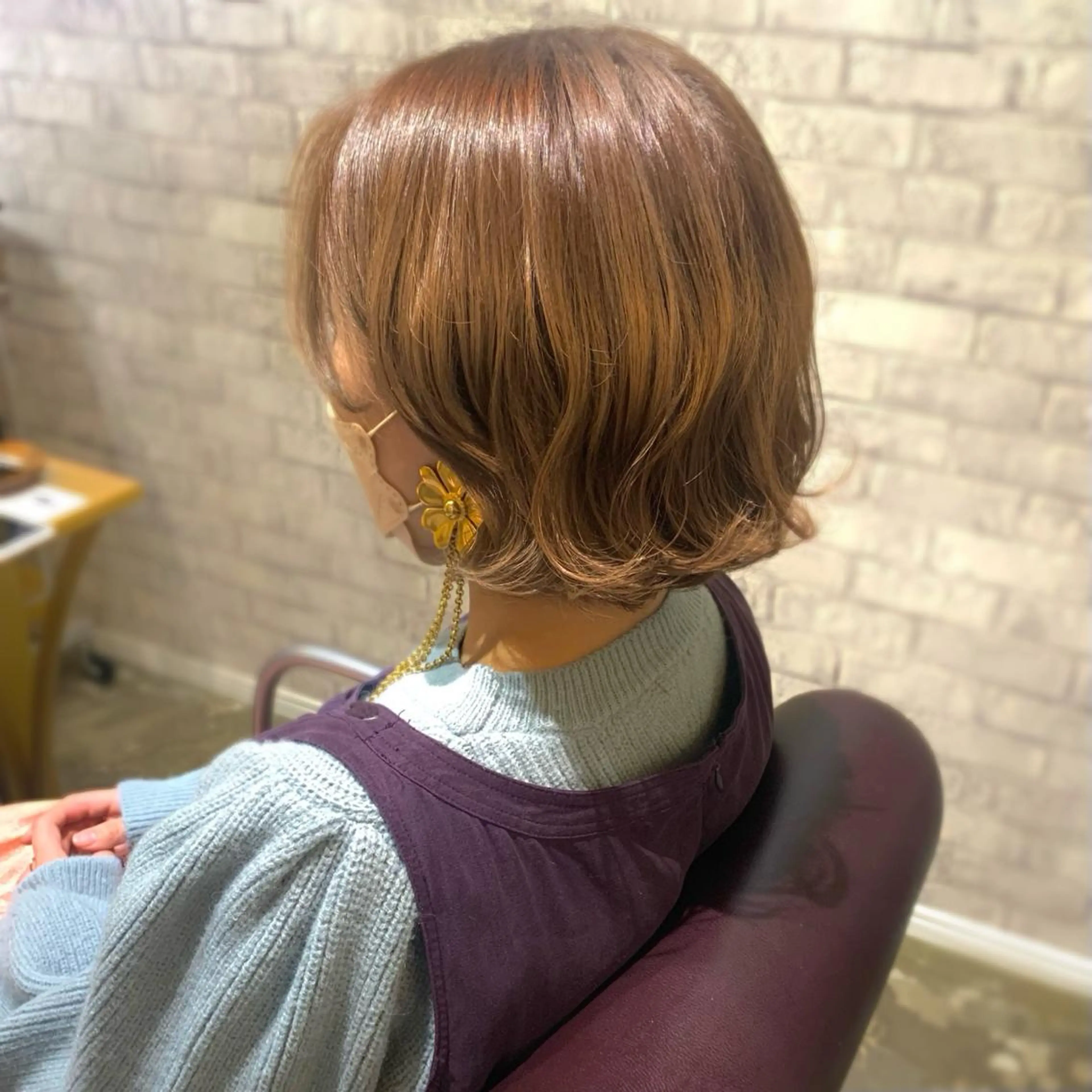 ミディアム カラー ベージュカラー ミルクティーベージュ ヘアカラー 艶髪/レイヤー 💖心斎橋/Sakiのヘアスタイル