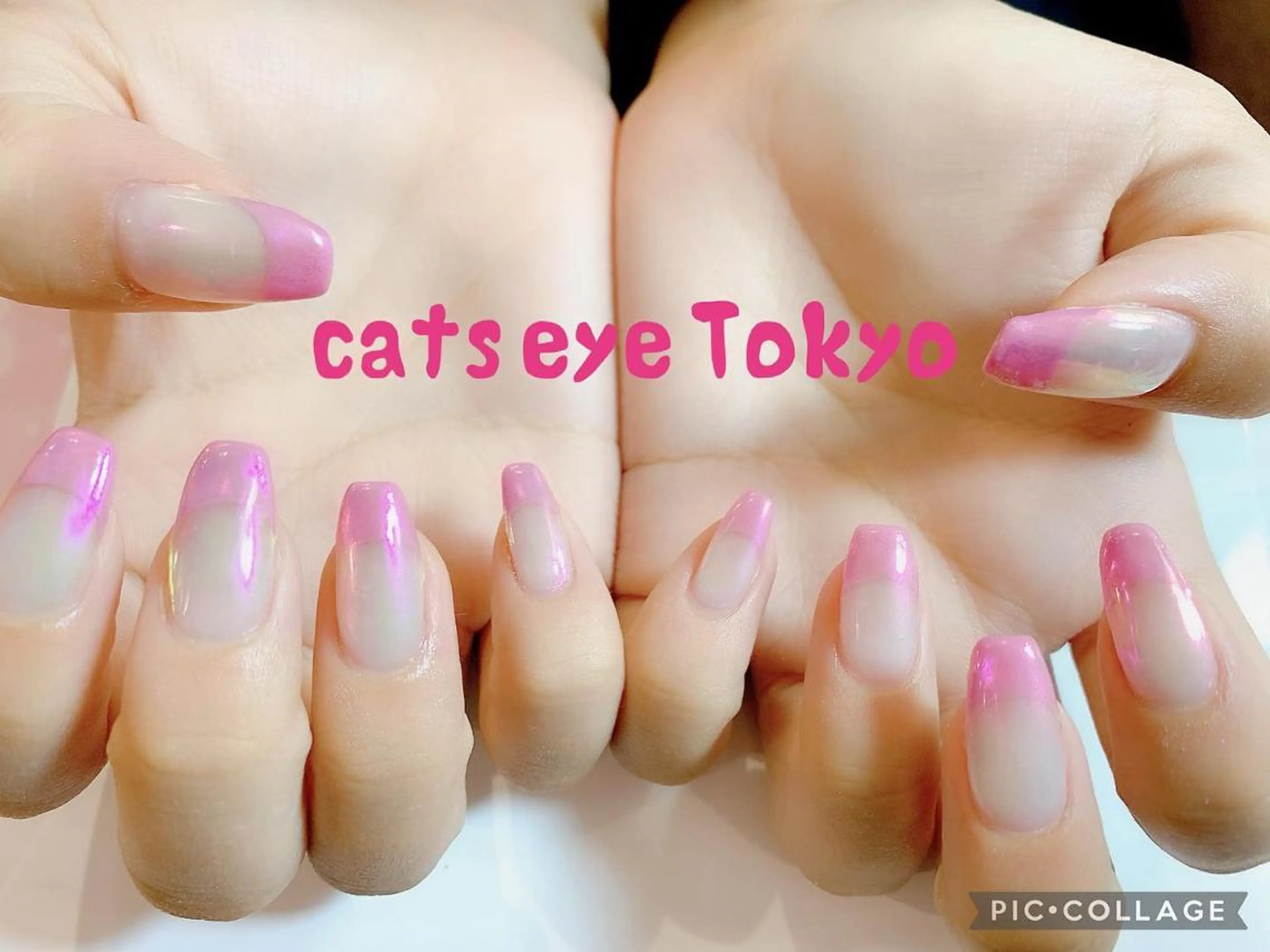 ネイル マツエク・マツパ カラーマツエク オーロラネイル フレンチネイル ピンク Cat's eye TOKYO 新宿店のネイルデザイン